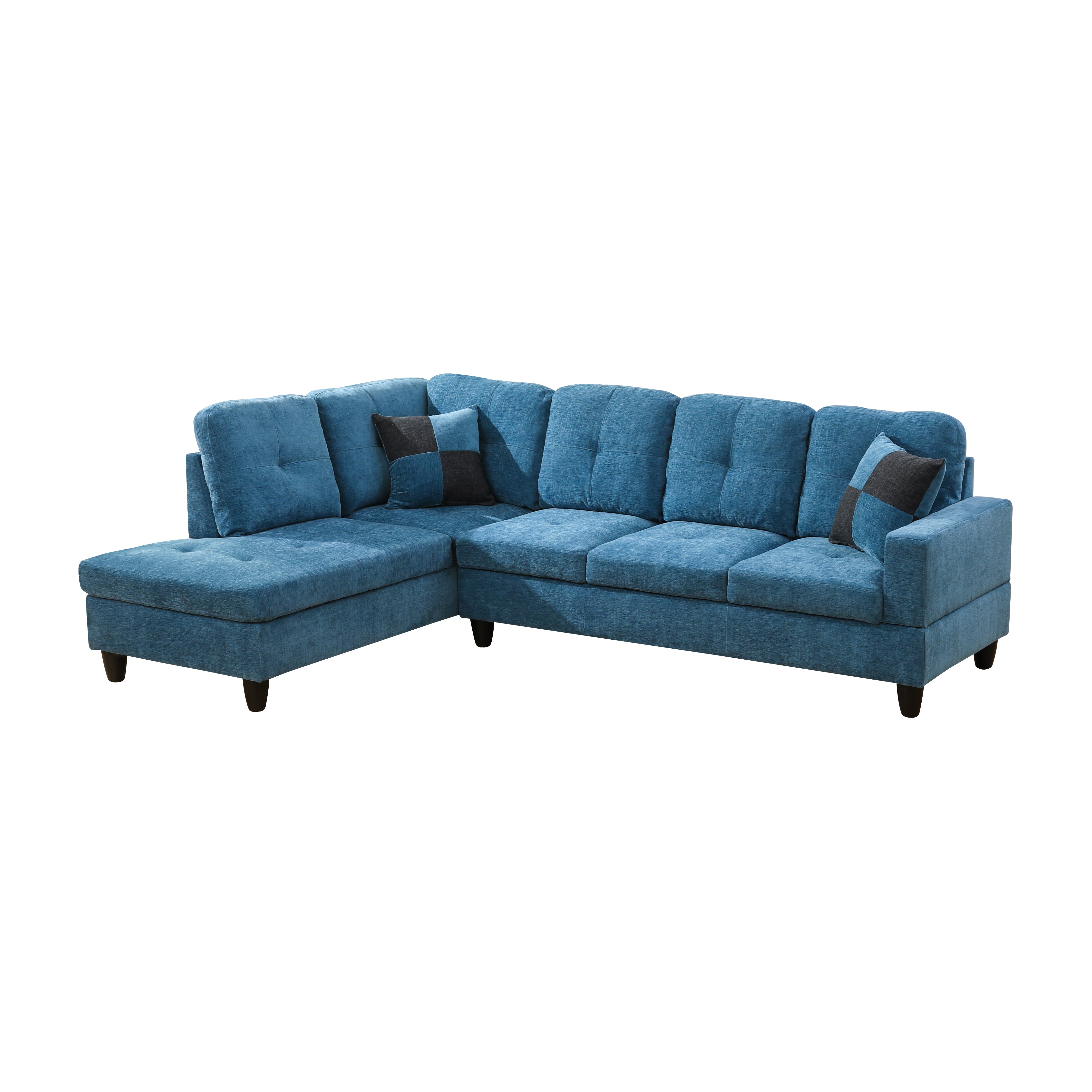 Conjunto de sofá seccional en forma de L de franela azul de Ainehome para sala de estar
