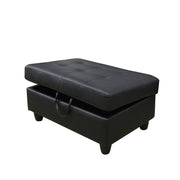 Black Faux Leather Storage Ottoman - product image