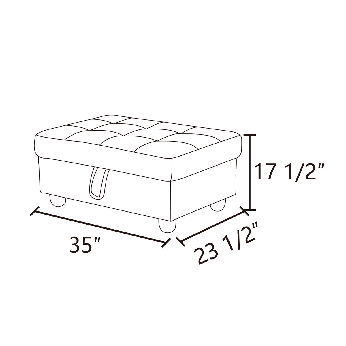 Black Faux Leather Storage Ottoman - product image