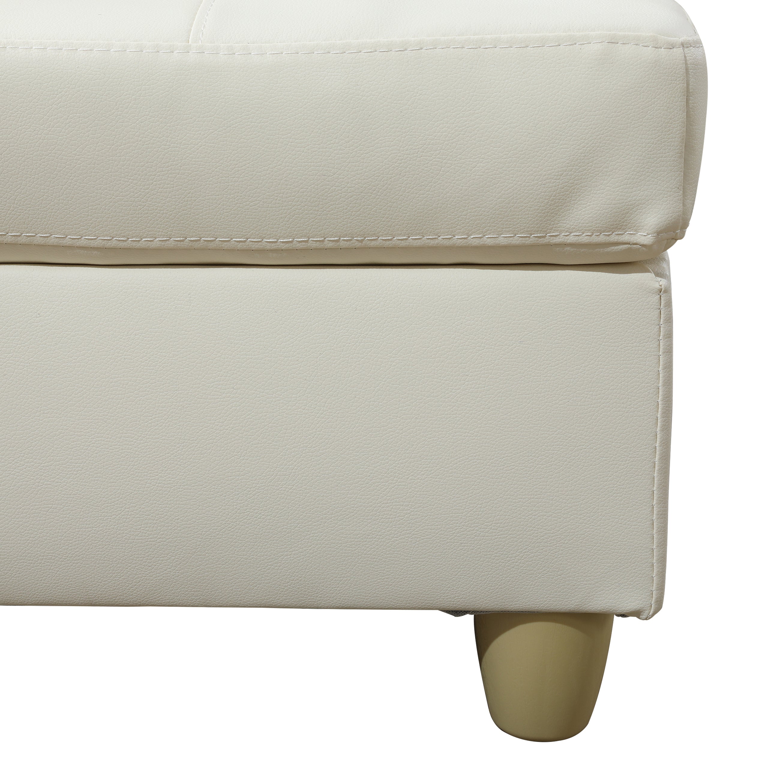 Conjunto de sofá seccional en forma de L de cuero sintético blanco de Ainehome para sala de estar