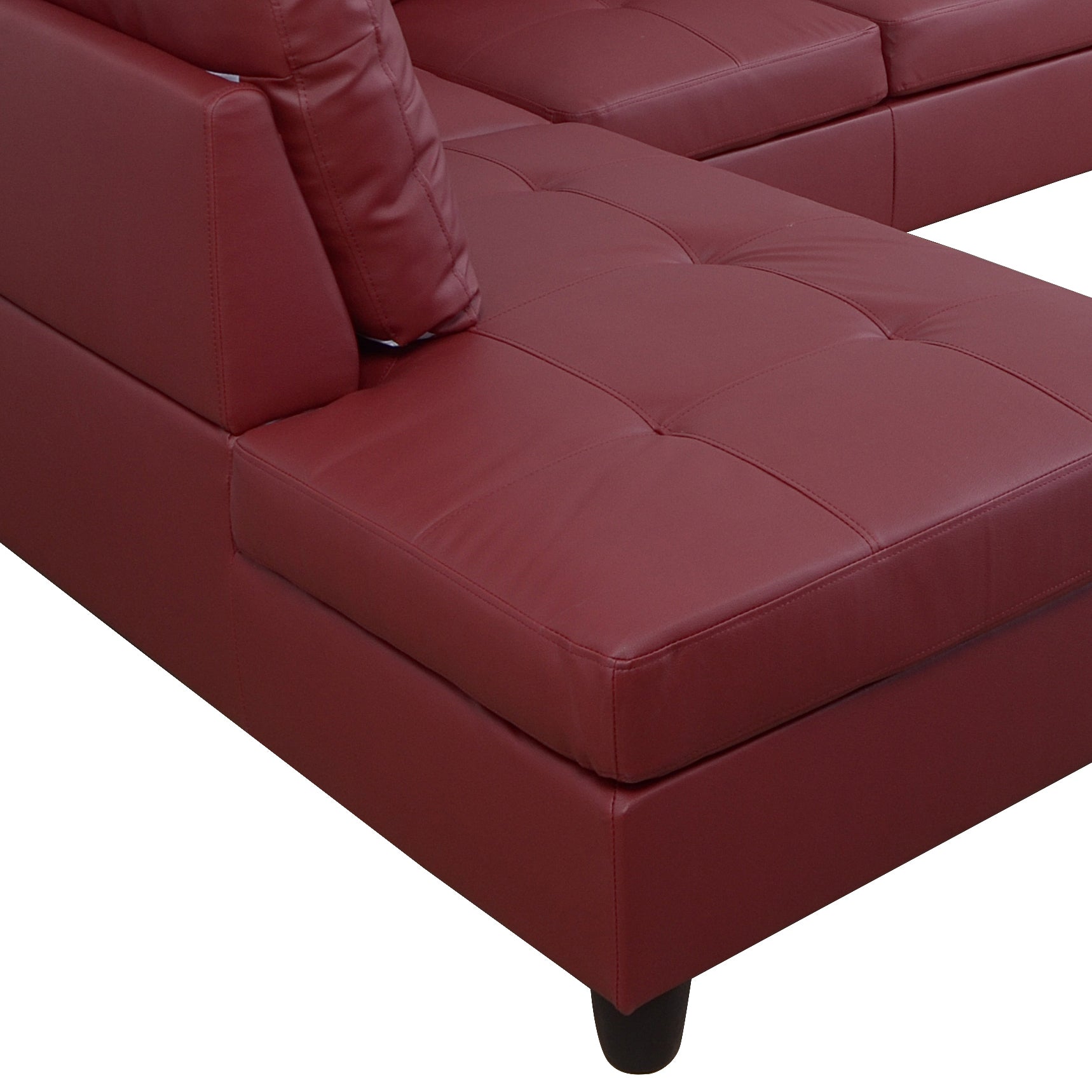 Conjunto de sofá seccional en forma de L de cuero sintético rojo de Ainehome para sala de estar