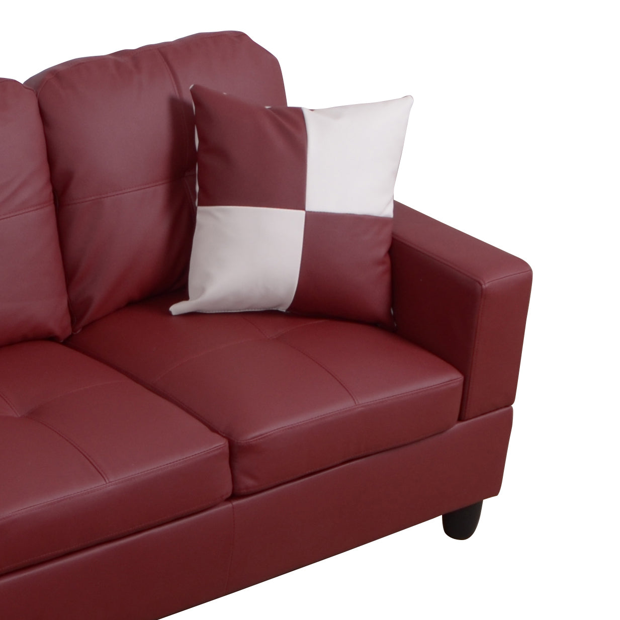 Conjunto de sofá seccional en forma de L de cuero sintético rojo de Ainehome para sala de estar