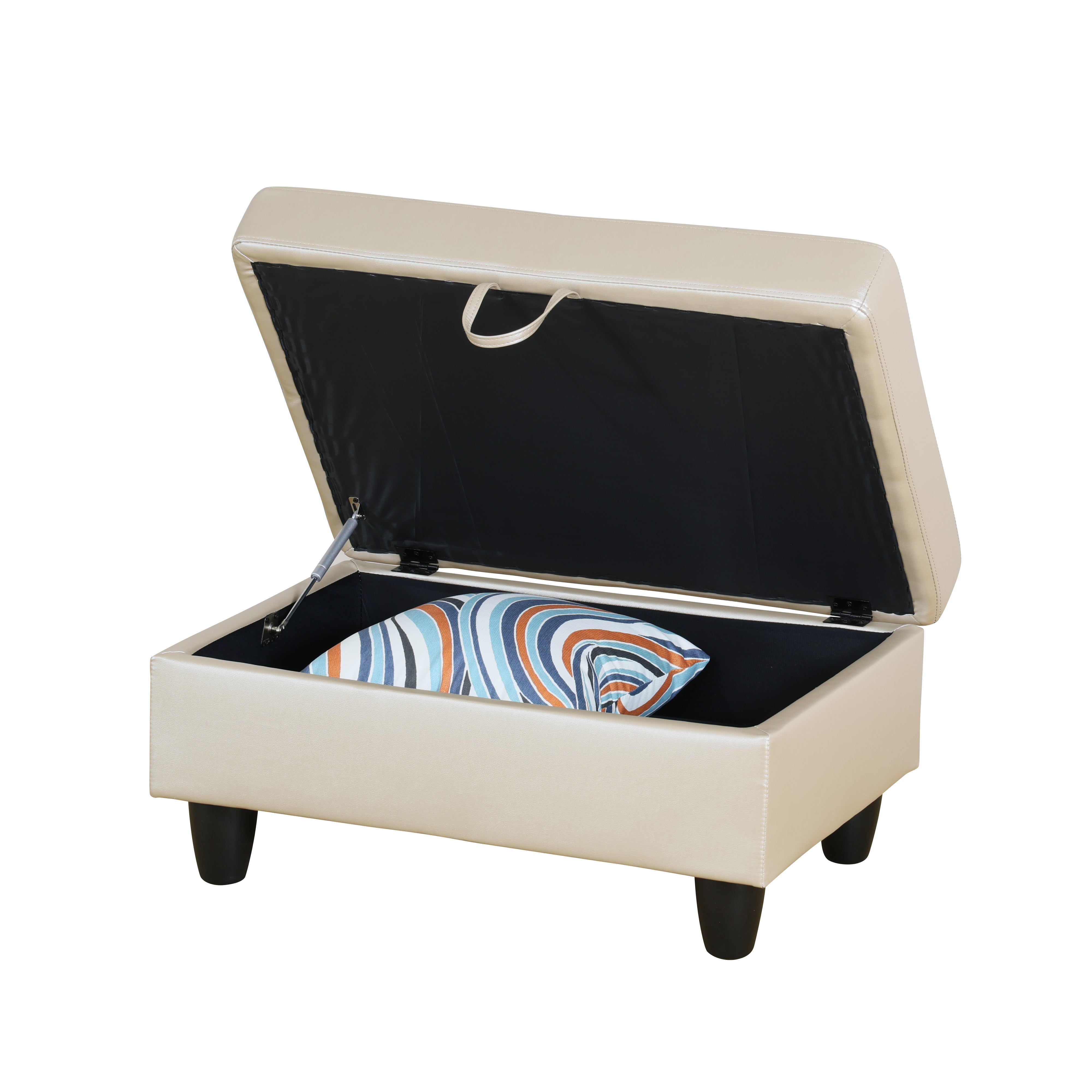 Ainehome Light Grey Semi PU Synthetic Leather Storage Ottoman