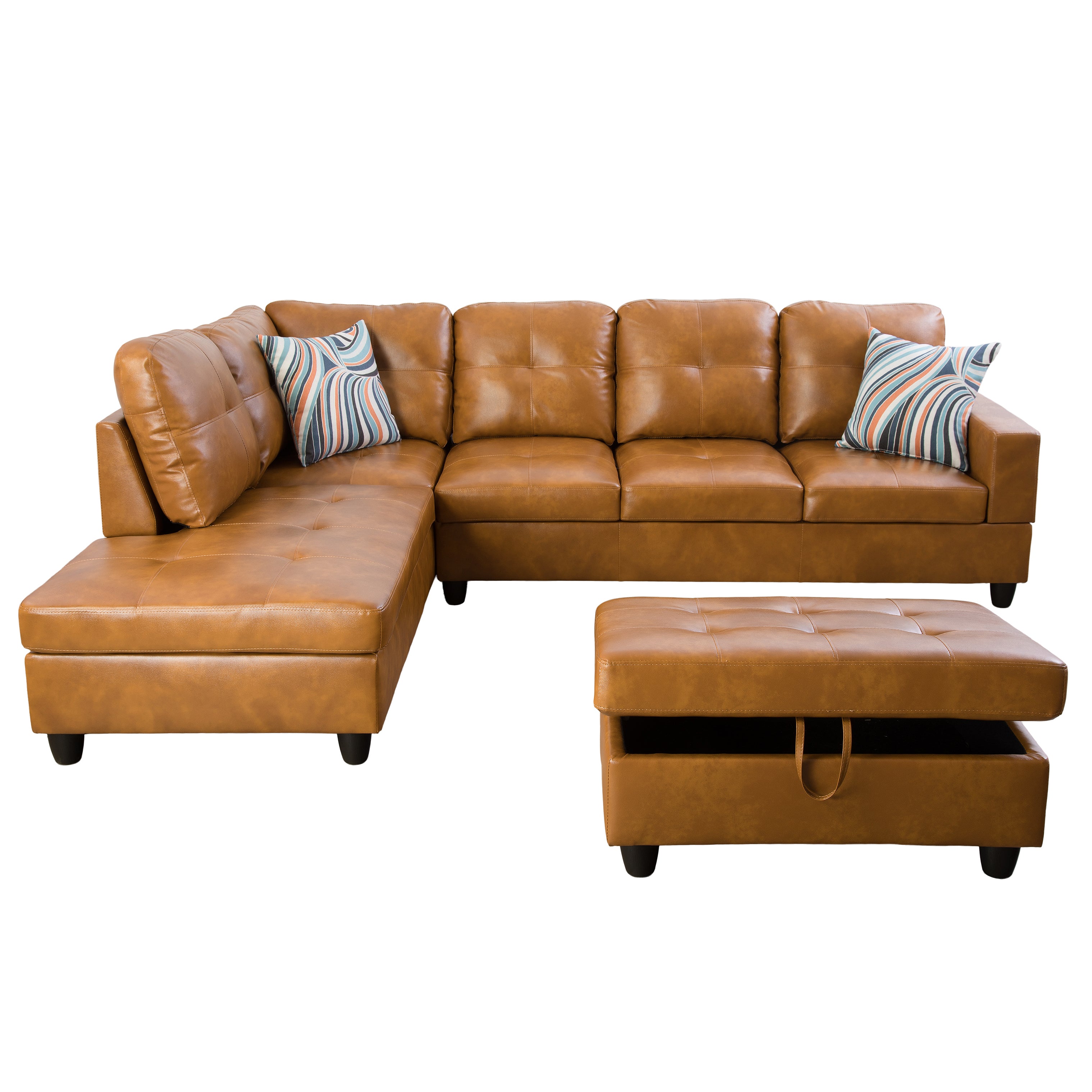 Ainehome Ginger L-Shaped Leather Sofa Set