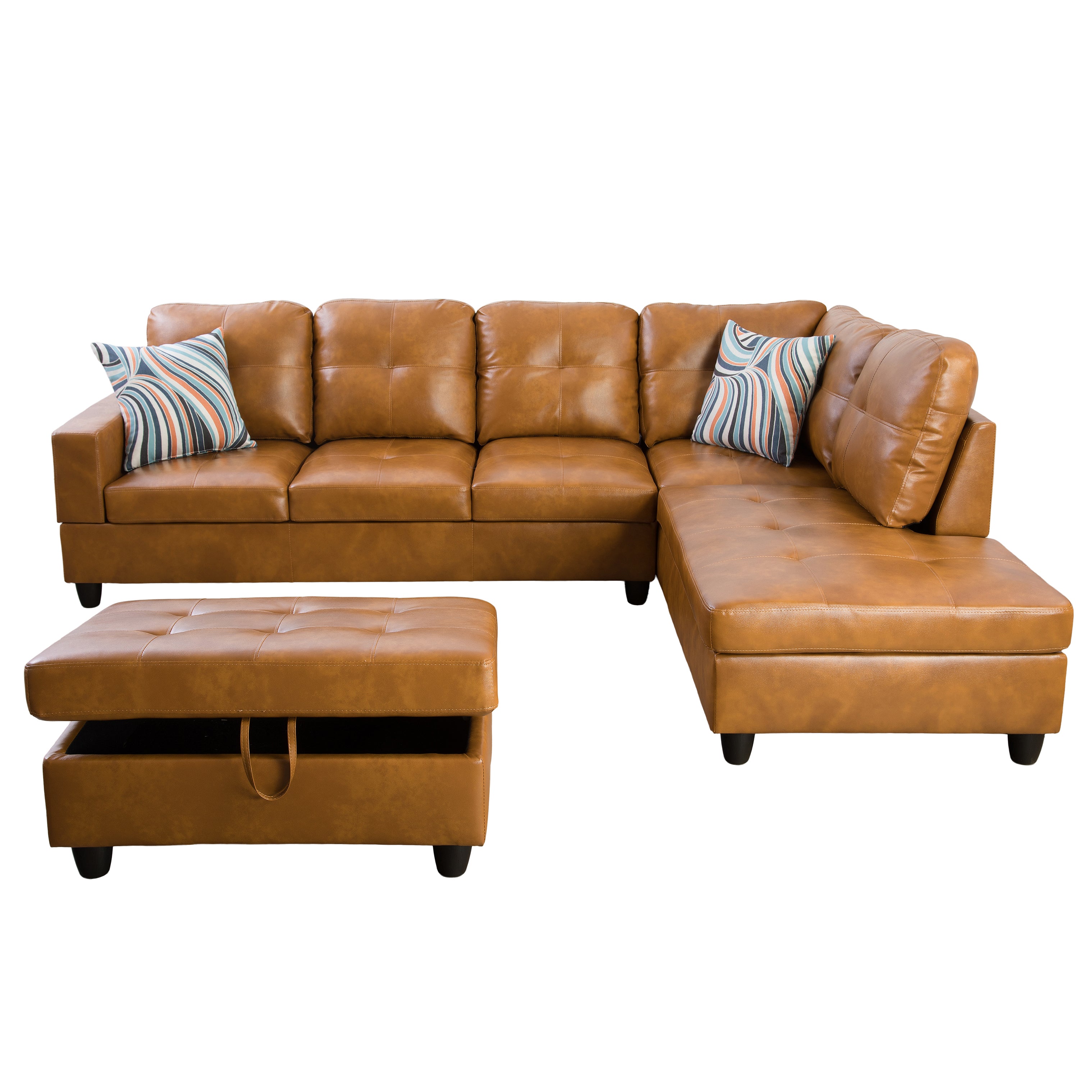 Ainehome Ginger L-Shaped Leather Sofa Set