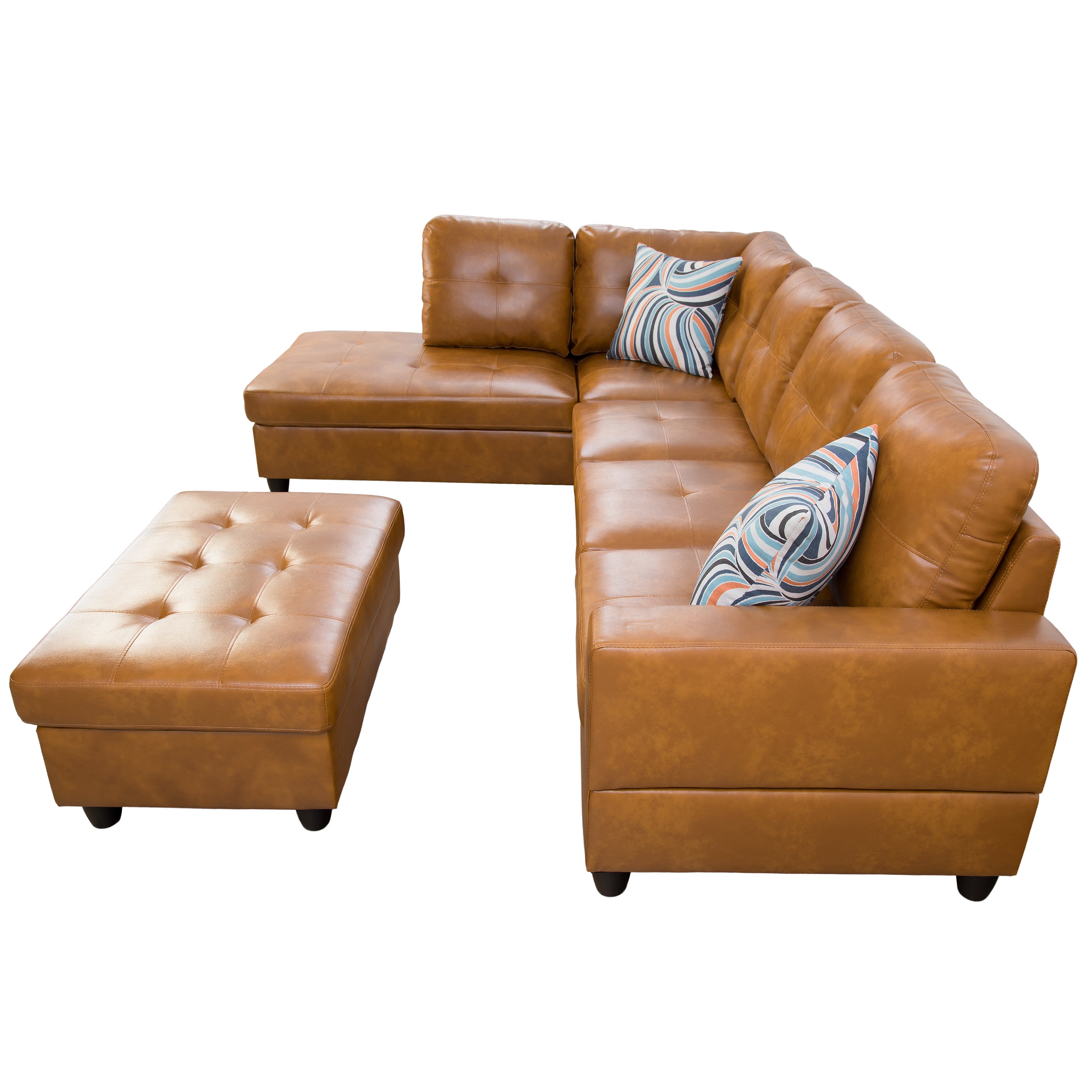 Ainehome Ginger L-Shaped Leather Sofa Set