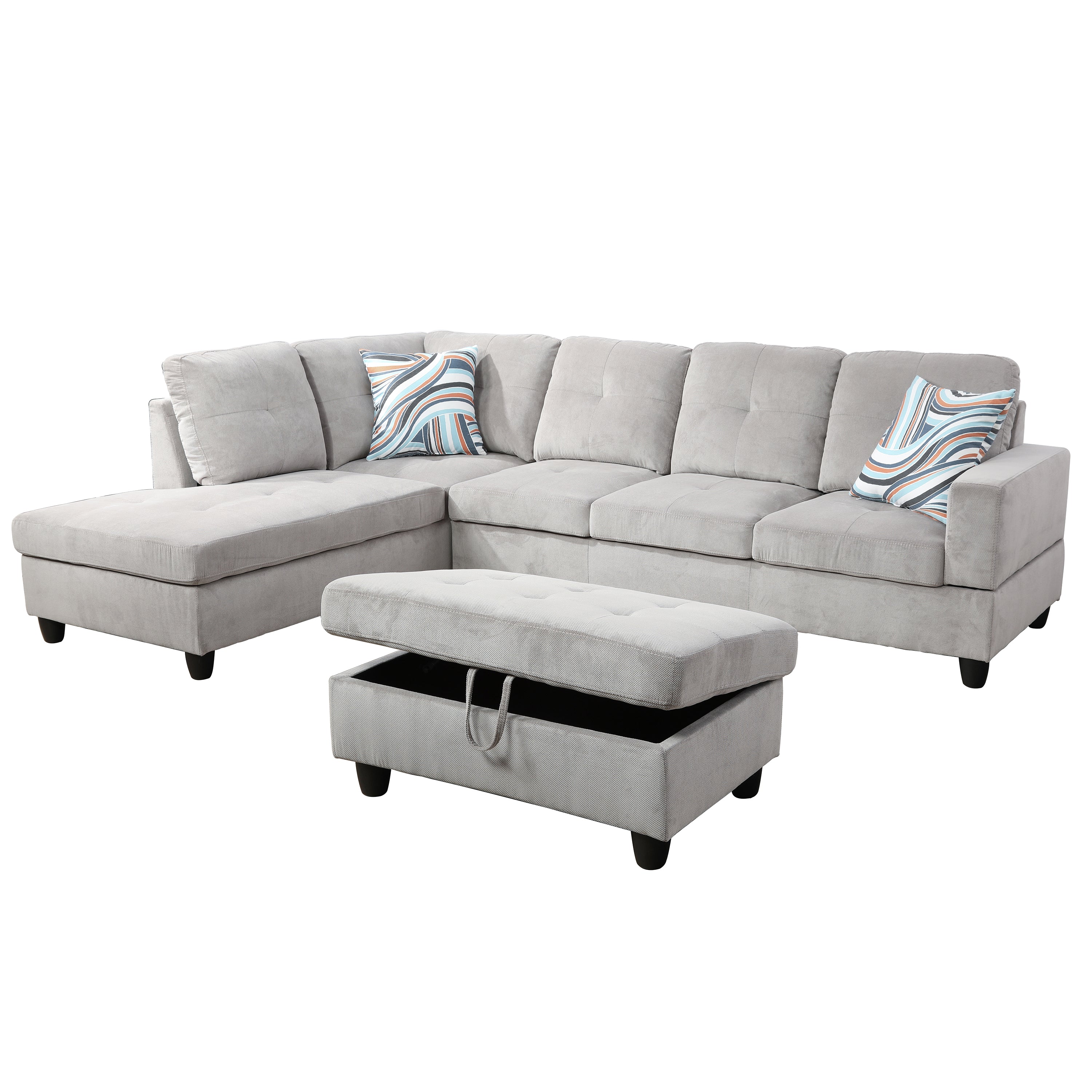 Ainehome Off White Corduroy 3-Piece Couch Living Room Sofa Set