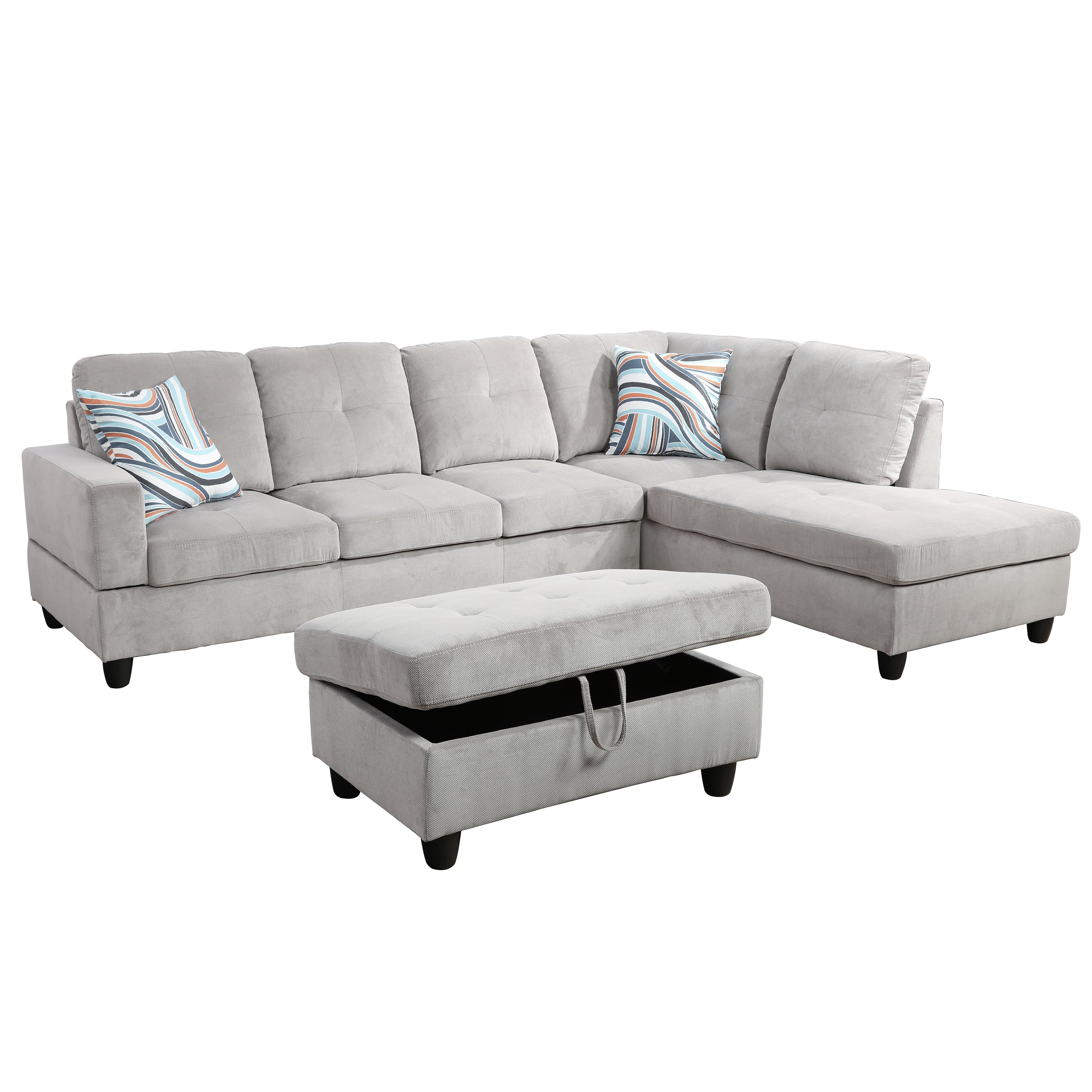 Conjunto de sofá de 3 piezas de pana color blanco roto de Ainehome para sala de estar