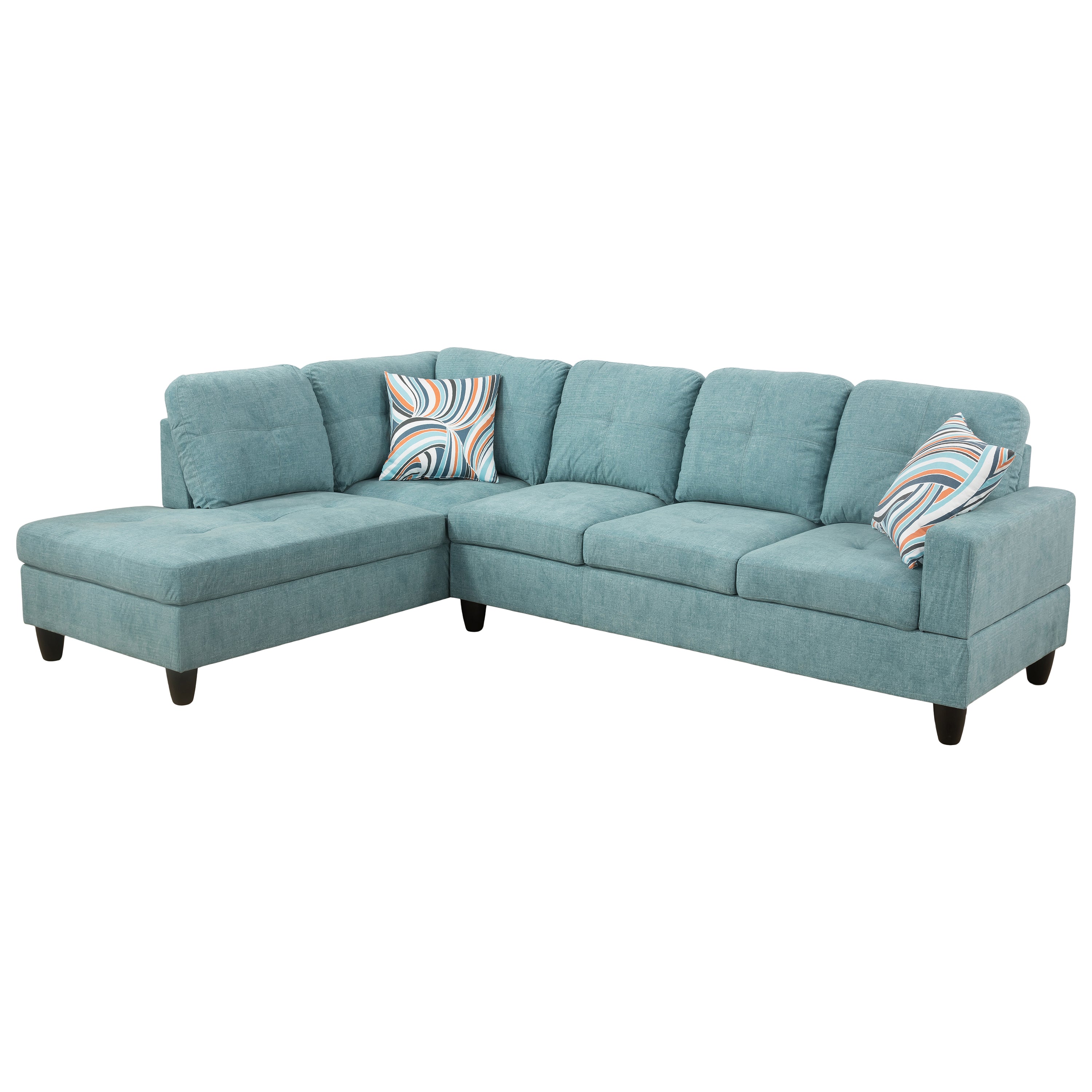 Ainehome Seafoam Green L-Shape Flannelette Fabric Combination Sofa Set