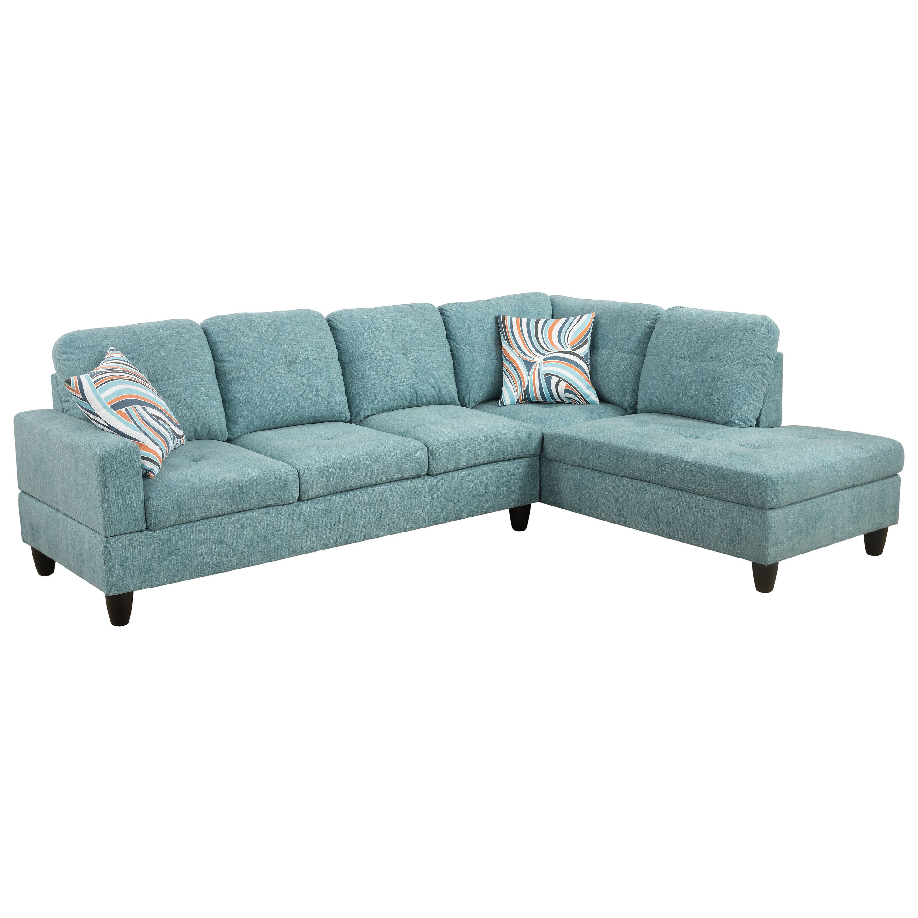 Ainehome Seafoam Green L-Shape Flannelette Fabric Combination Sofa Set