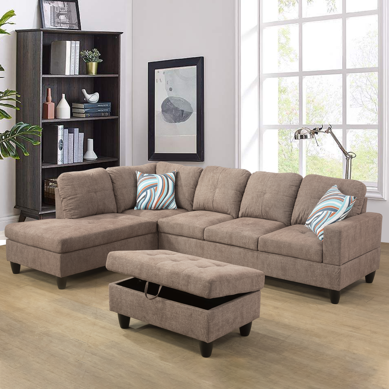 Ainehome Cider L-förmiges Flanell-Sofa-Set