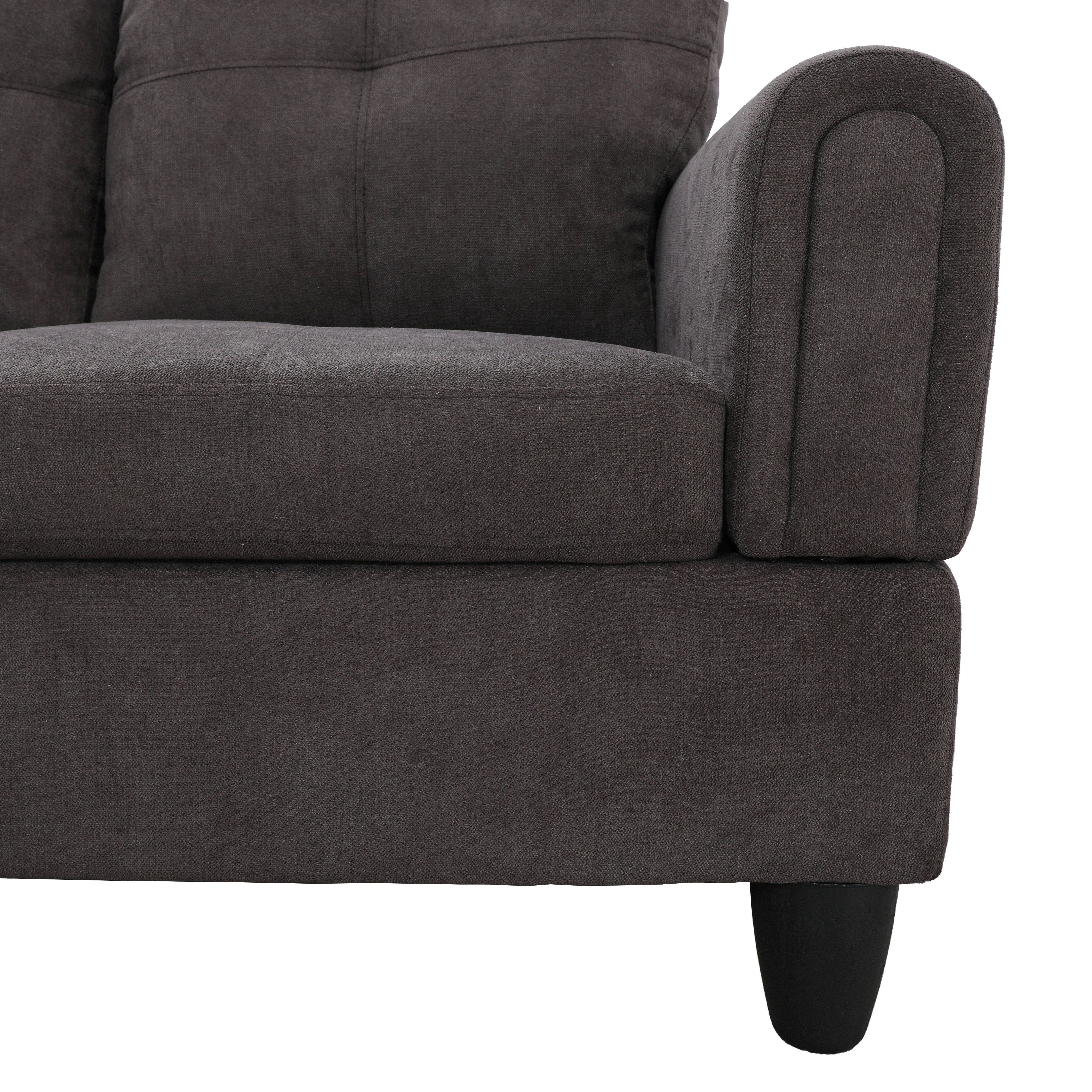 Conjunto de sofá seccional en forma de L de franela marrón oscuro de Ainehome para sala de estar