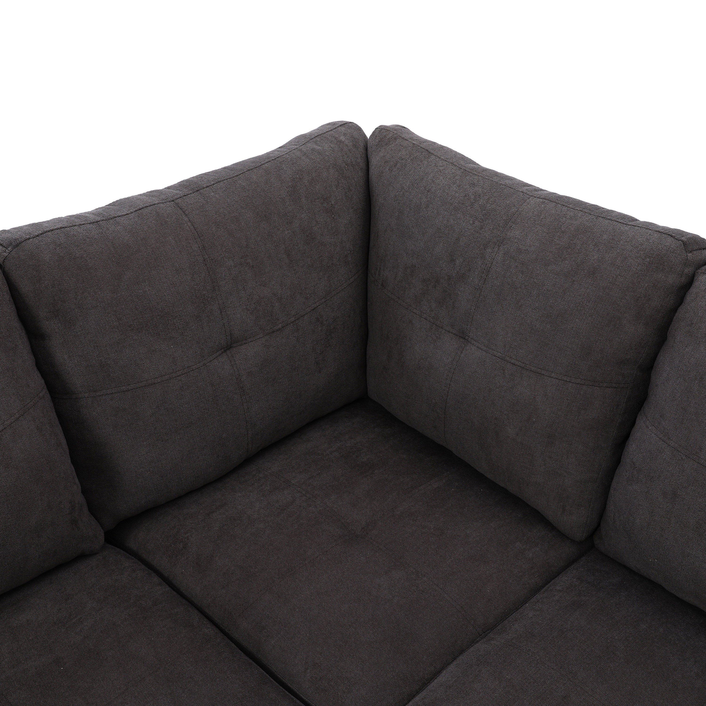 Conjunto de sofá seccional en forma de L de franela marrón oscuro de Ainehome para sala de estar