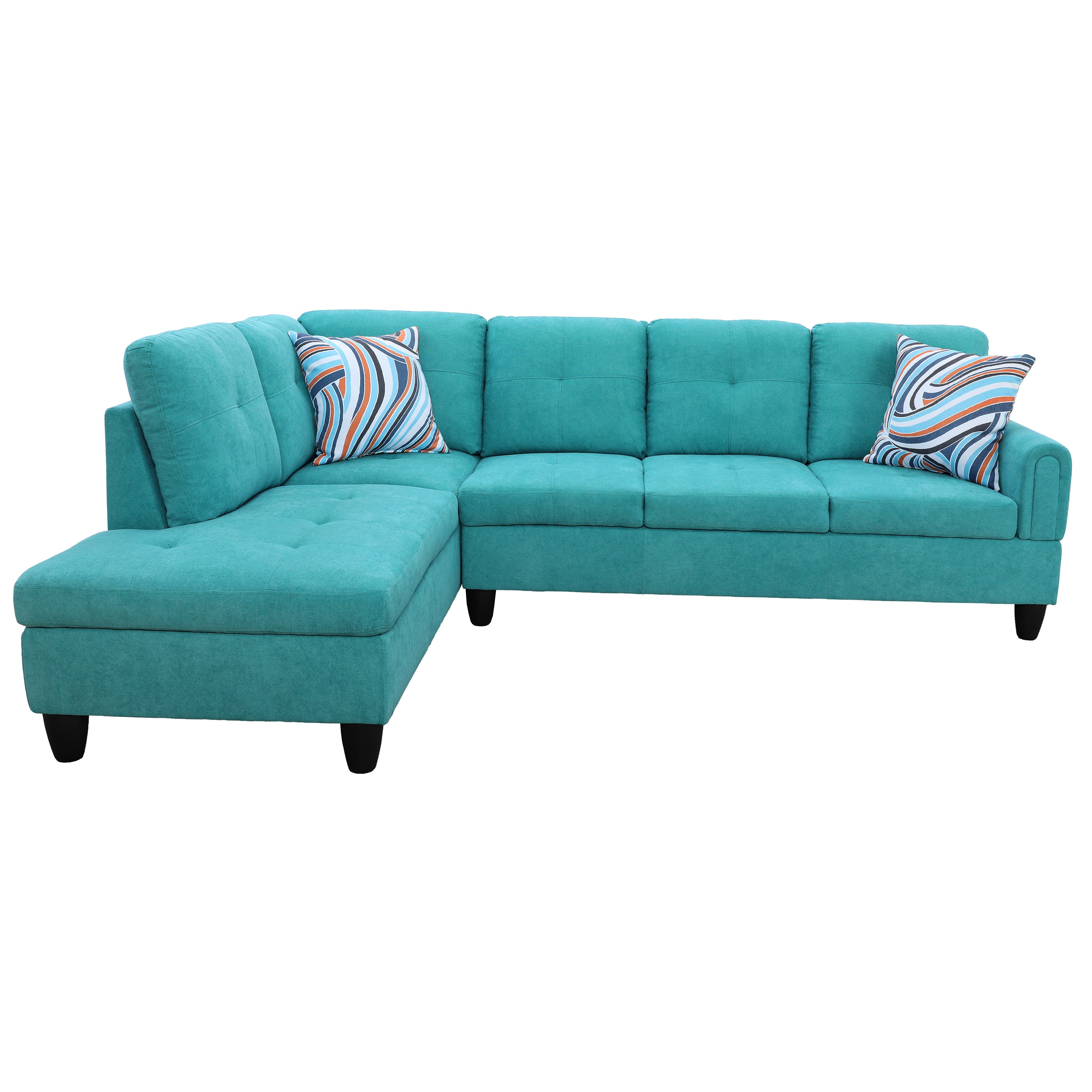 Conjunto de sofá seccional en forma de L de franela verde de Ainehome para sala de estar