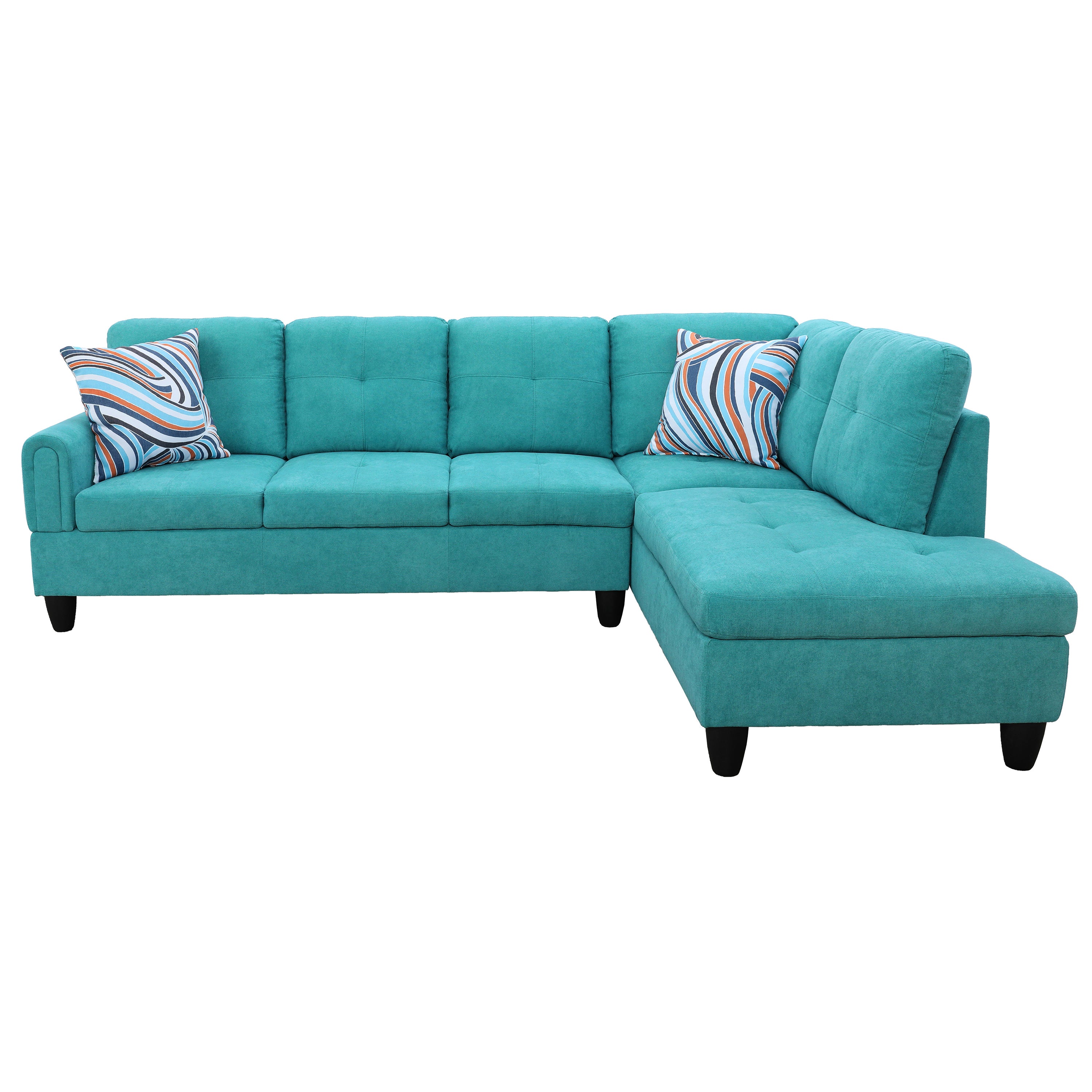 Conjunto de sofá seccional en forma de L de franela verde de Ainehome para sala de estar