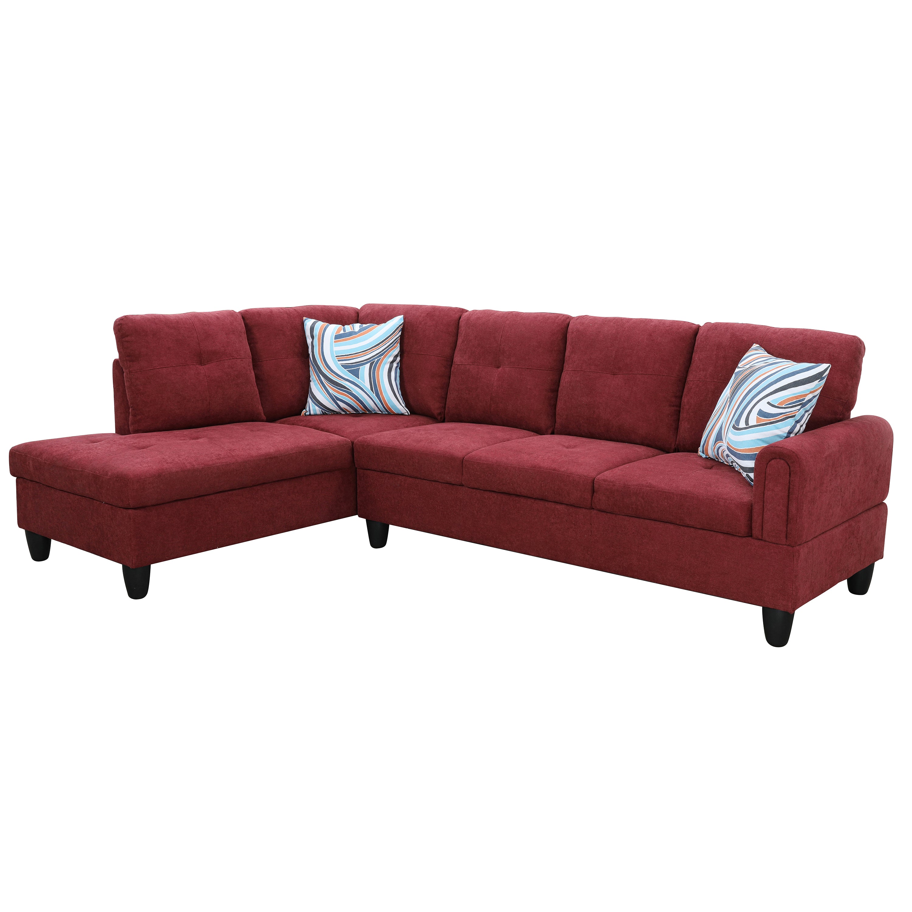 Conjunto de sofá seccional en forma de L de franela roja de Ainehome para sala de estar
