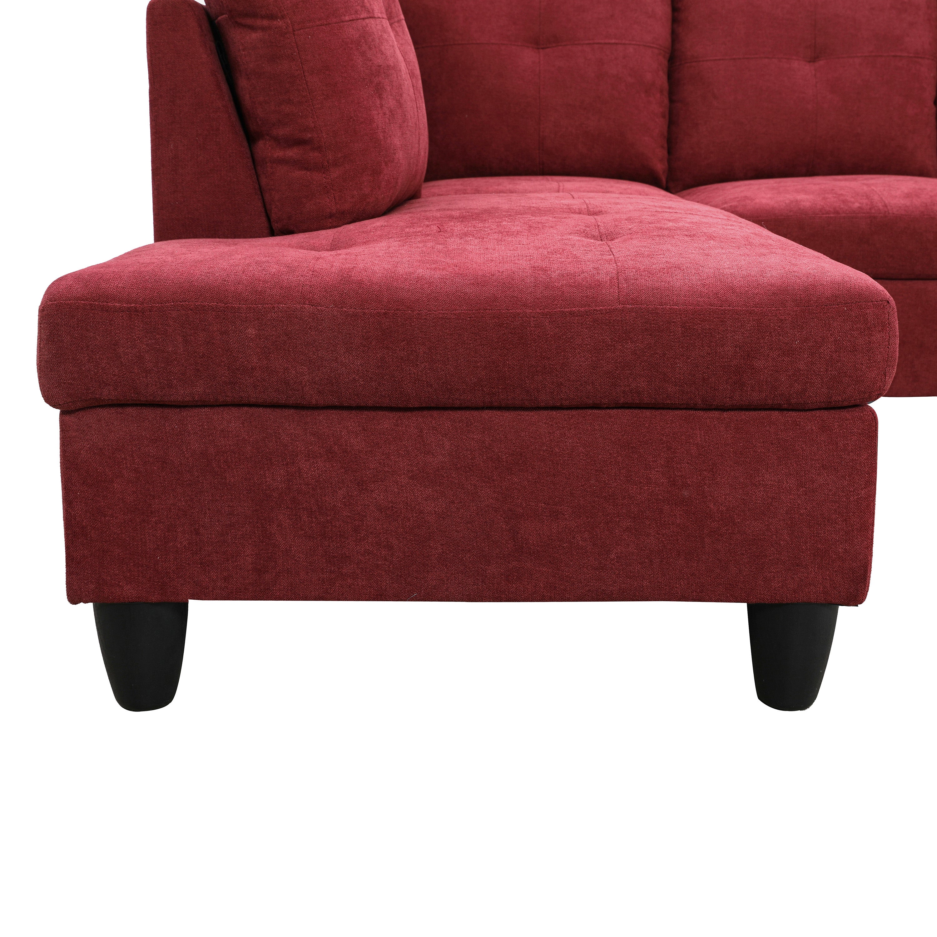 Conjunto de sofá seccional en forma de L de franela roja de Ainehome para sala de estar