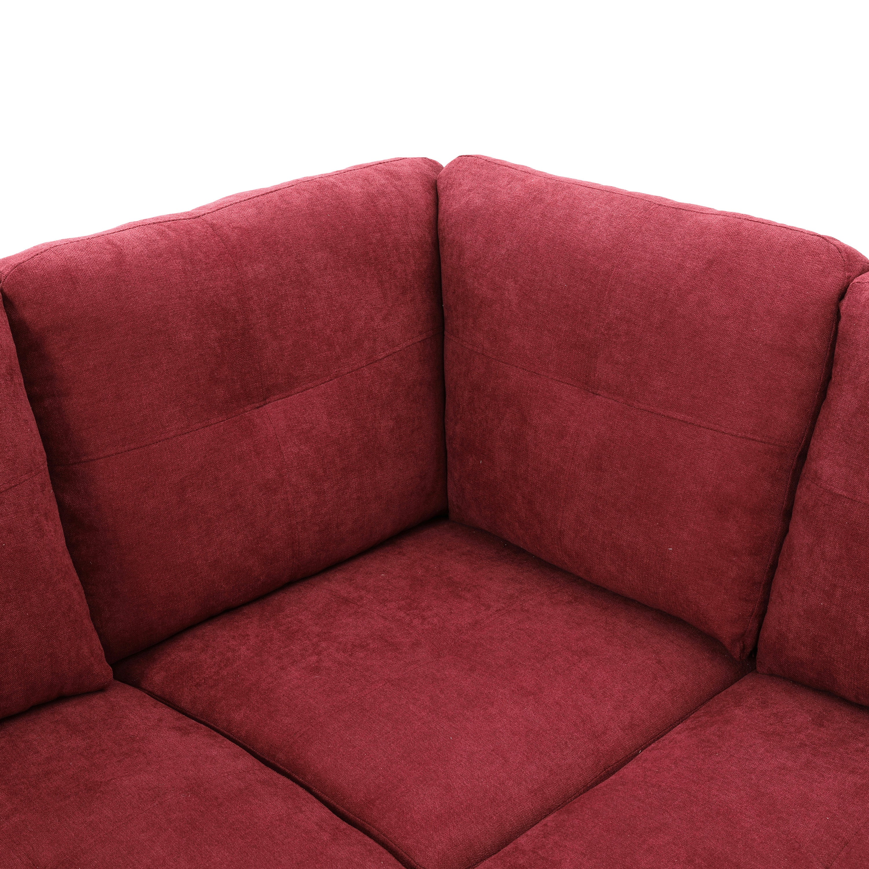 Conjunto de sofá seccional en forma de L de franela roja de Ainehome para sala de estar