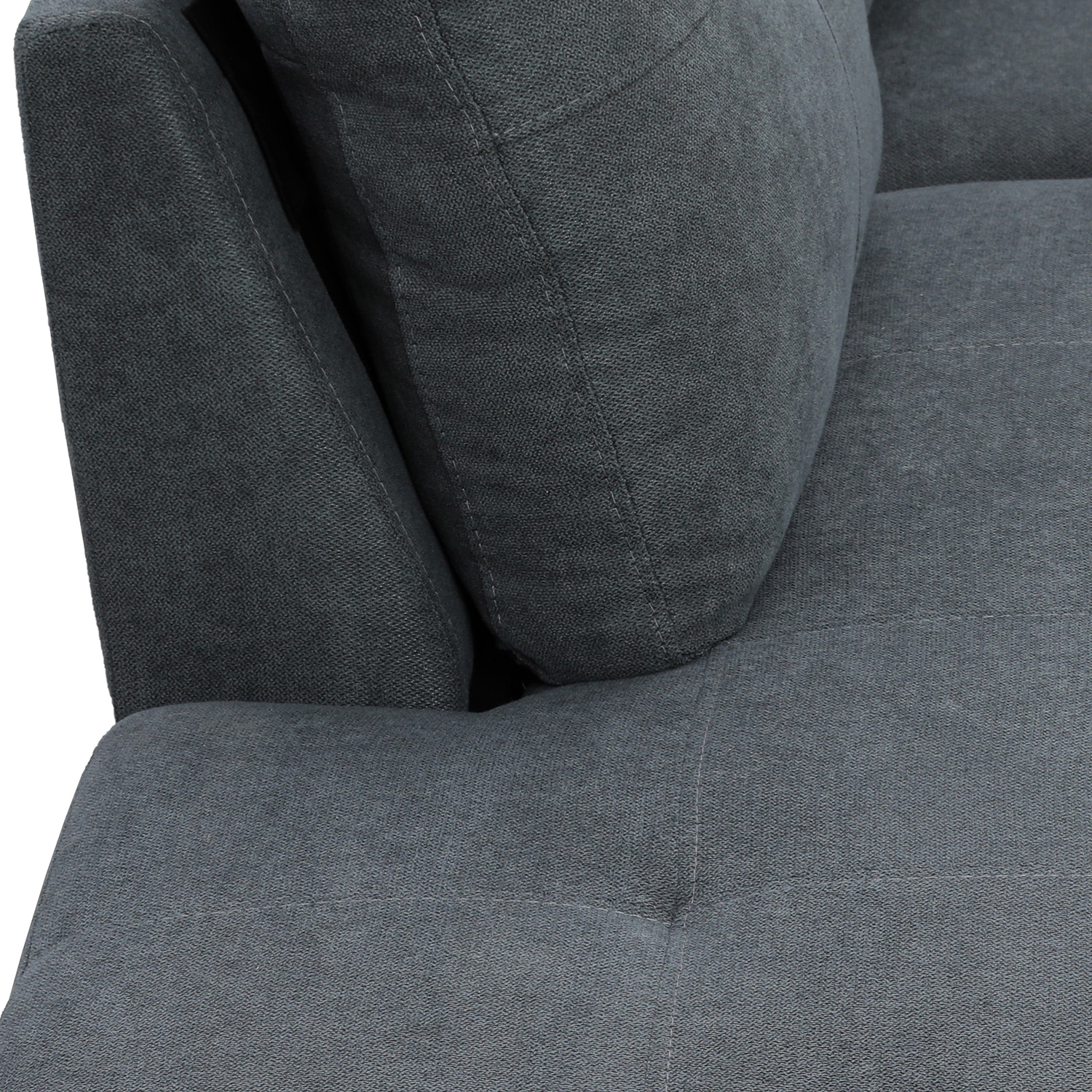 Ainehome Dark Grey Flannel L-Shaped Living Room Sectional Sofa Set