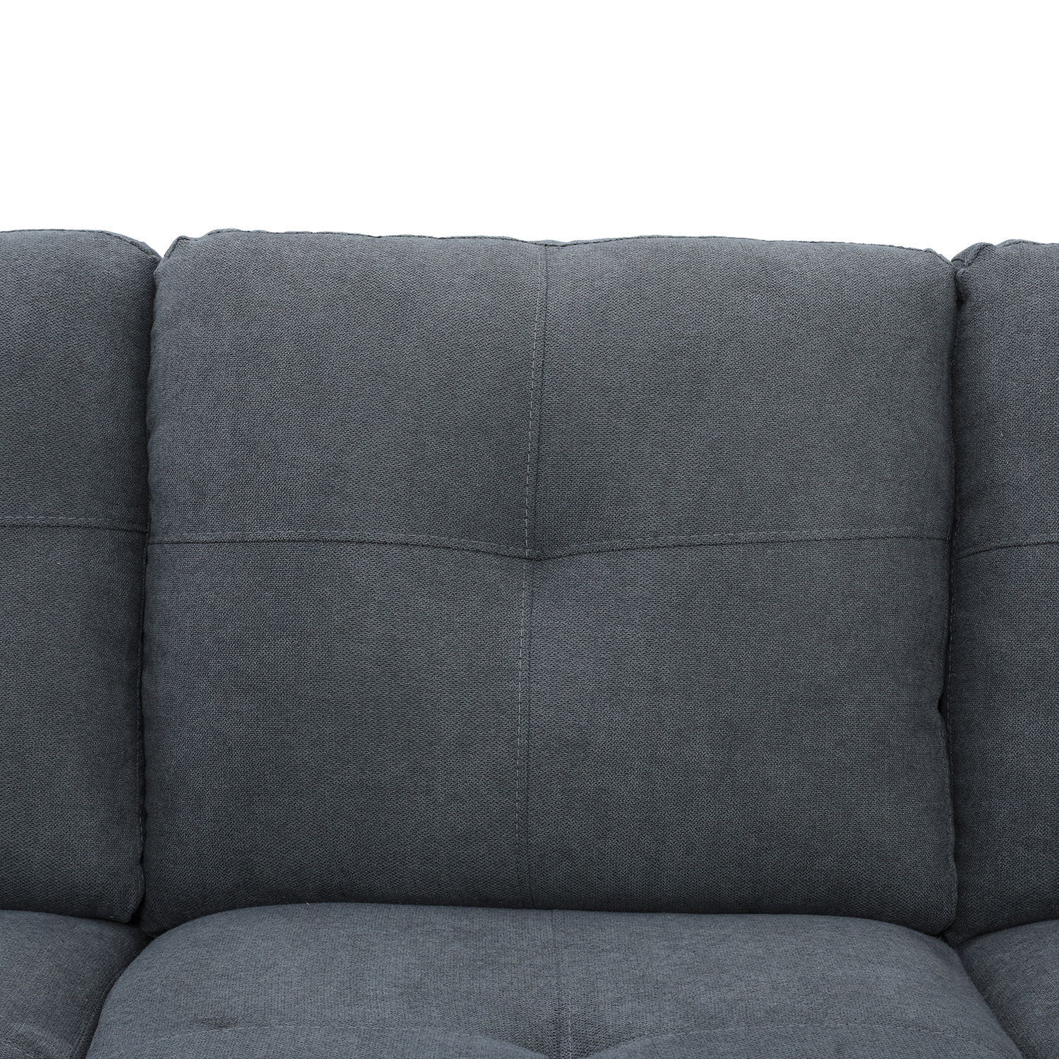 Ainehome Dark Grey Flannel L-Shaped Living Room Sectional Sofa Set