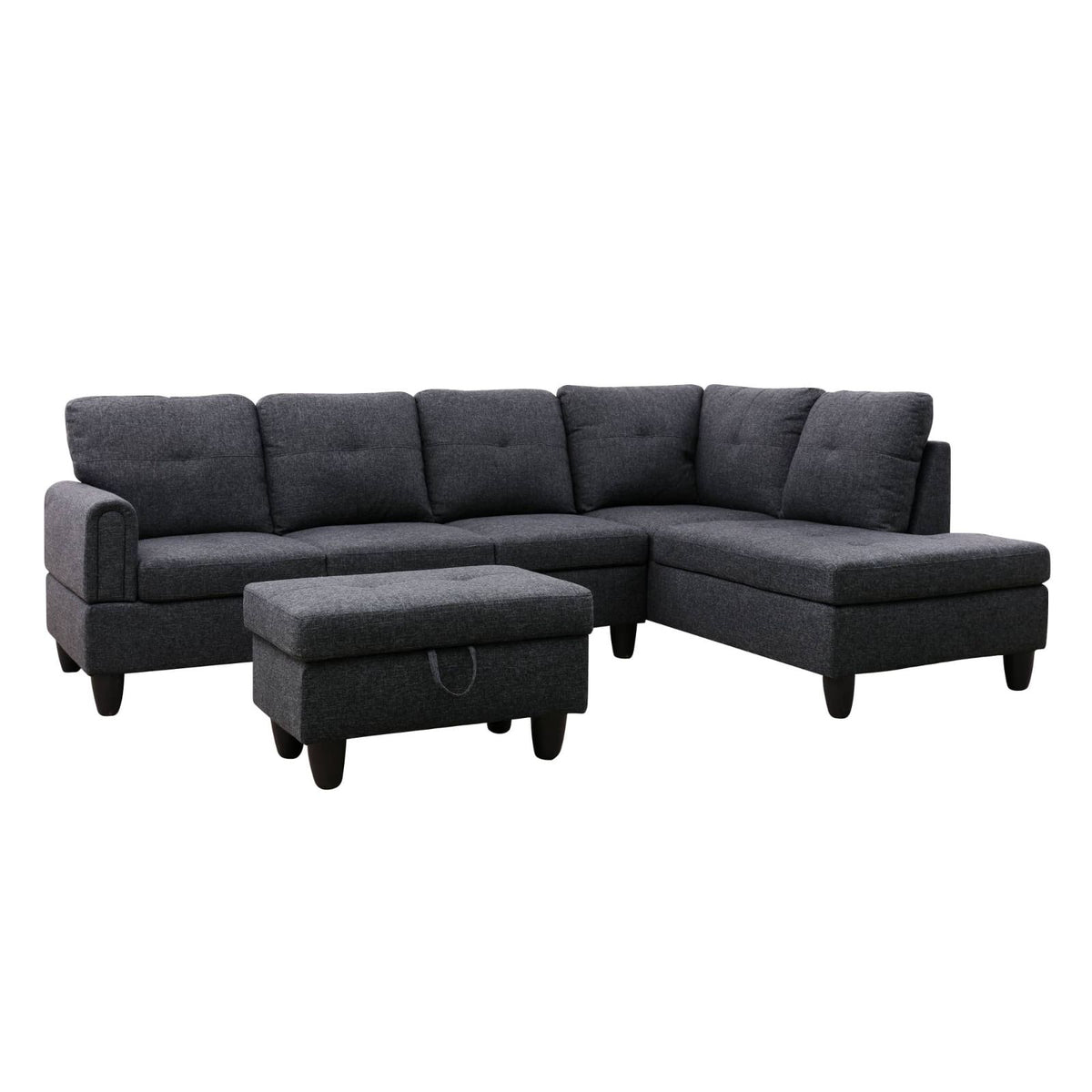 Black and Gray Linen Modular L-Shaped Sectional Sofa - product image 6