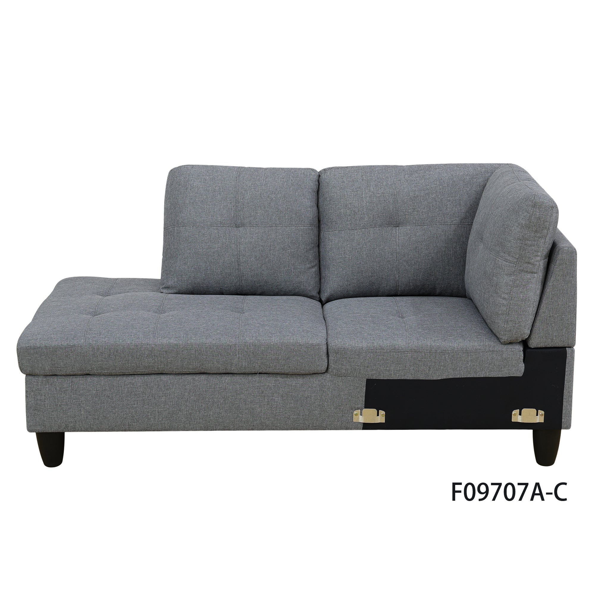 Ainehome Grey Linen L-Shaped Living Room Sectional Sofa Set