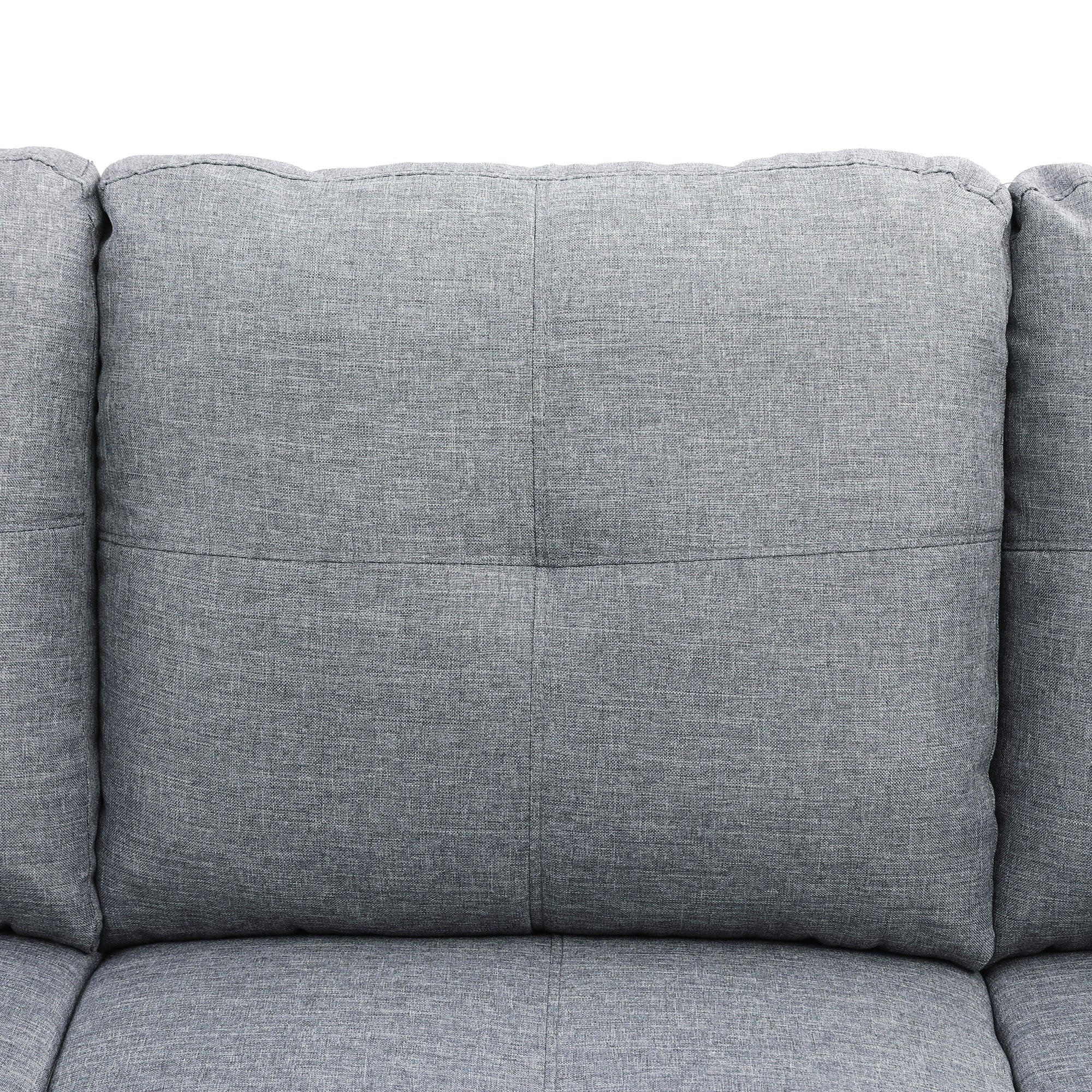 Ainehome Grey Linen L-Shaped Living Room Sectional Sofa Set
