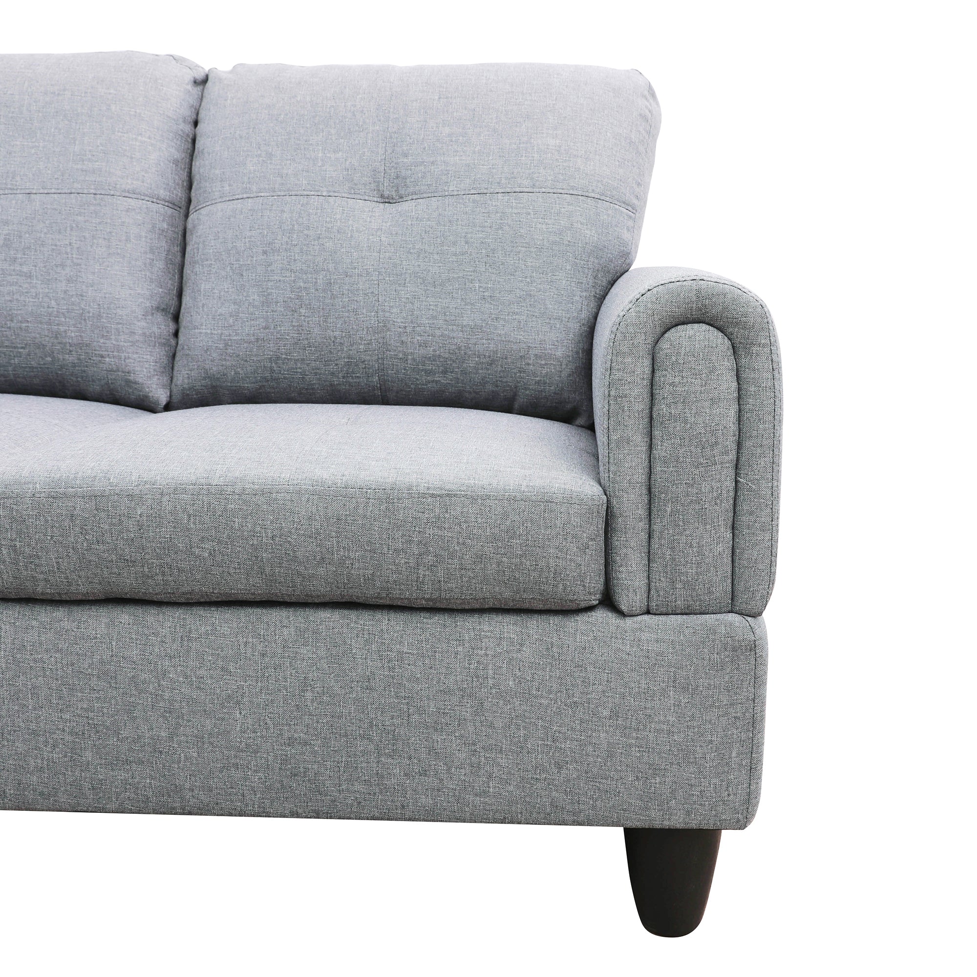 Ainehome Grey Linen L-Shaped Living Room Sectional Sofa Set