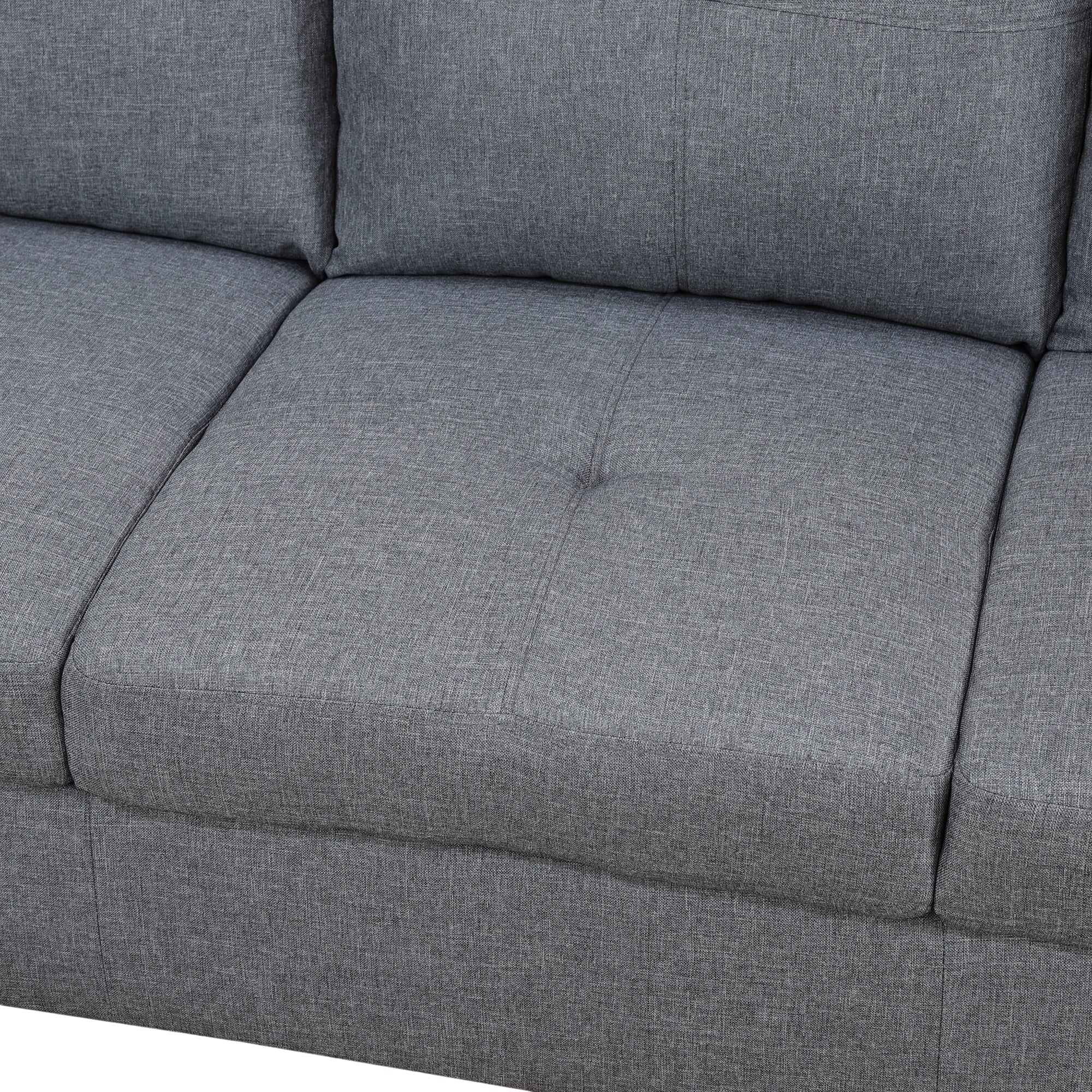 Ainehome Grey Linen L-Shaped Living Room Sectional Sofa Set