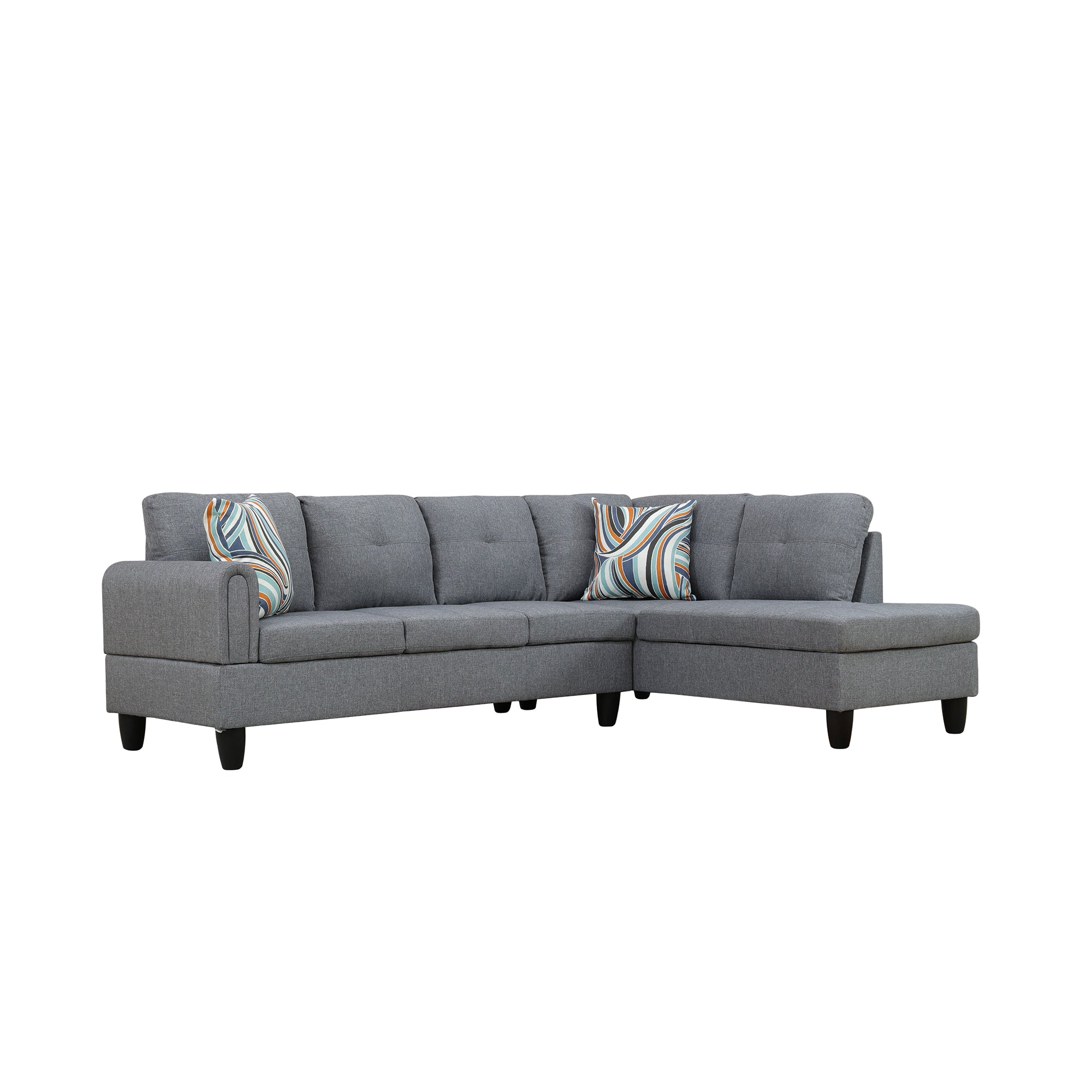 Ainehome Grey Linen L-Shaped Living Room Sectional Sofa Set
