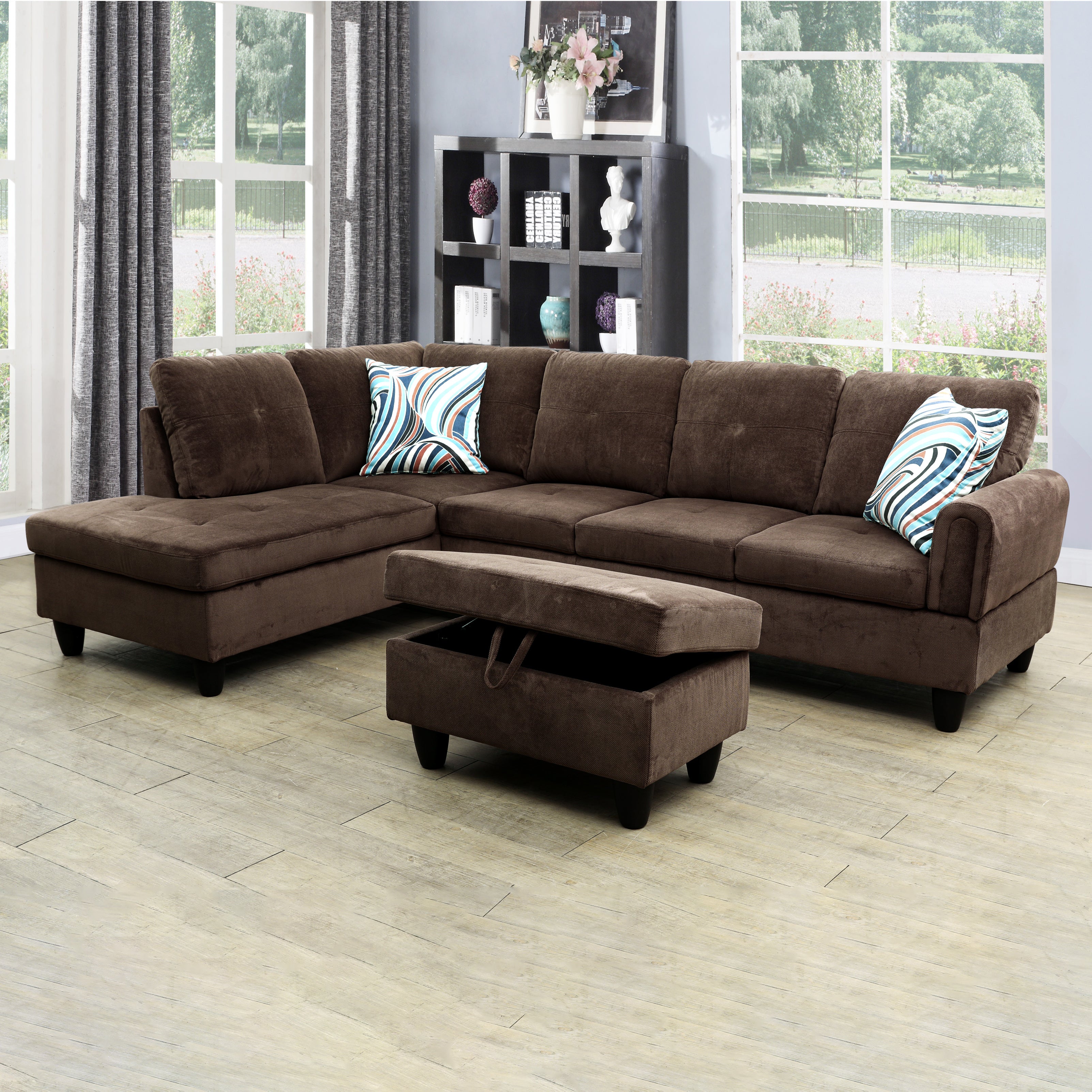 Ainehome Brown Corduroy Sofa Set – Modern Living Room Furniture
