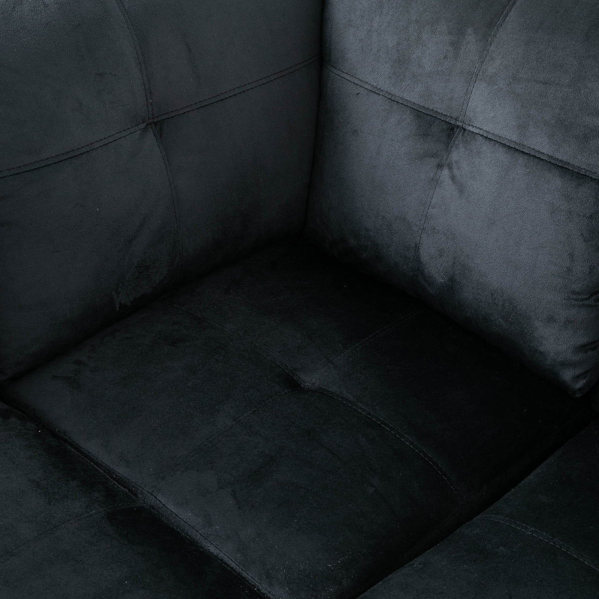 Conjunto de sofá seccional en forma de L de franela negra de Ainehome para sala de estar