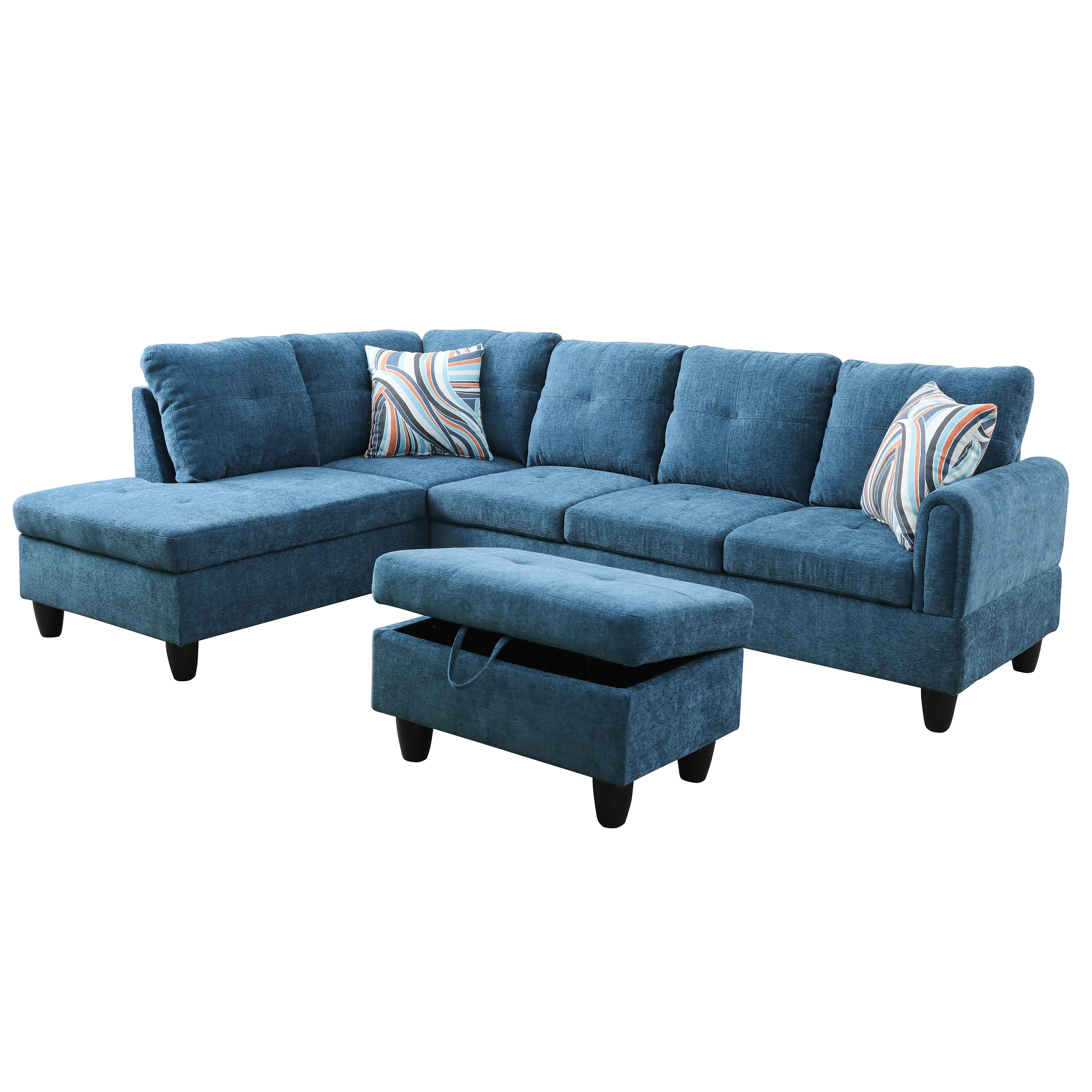 Ainehome Blue Flannel Living Room Sofa Set - Stylish & Comfortable Modern Couch