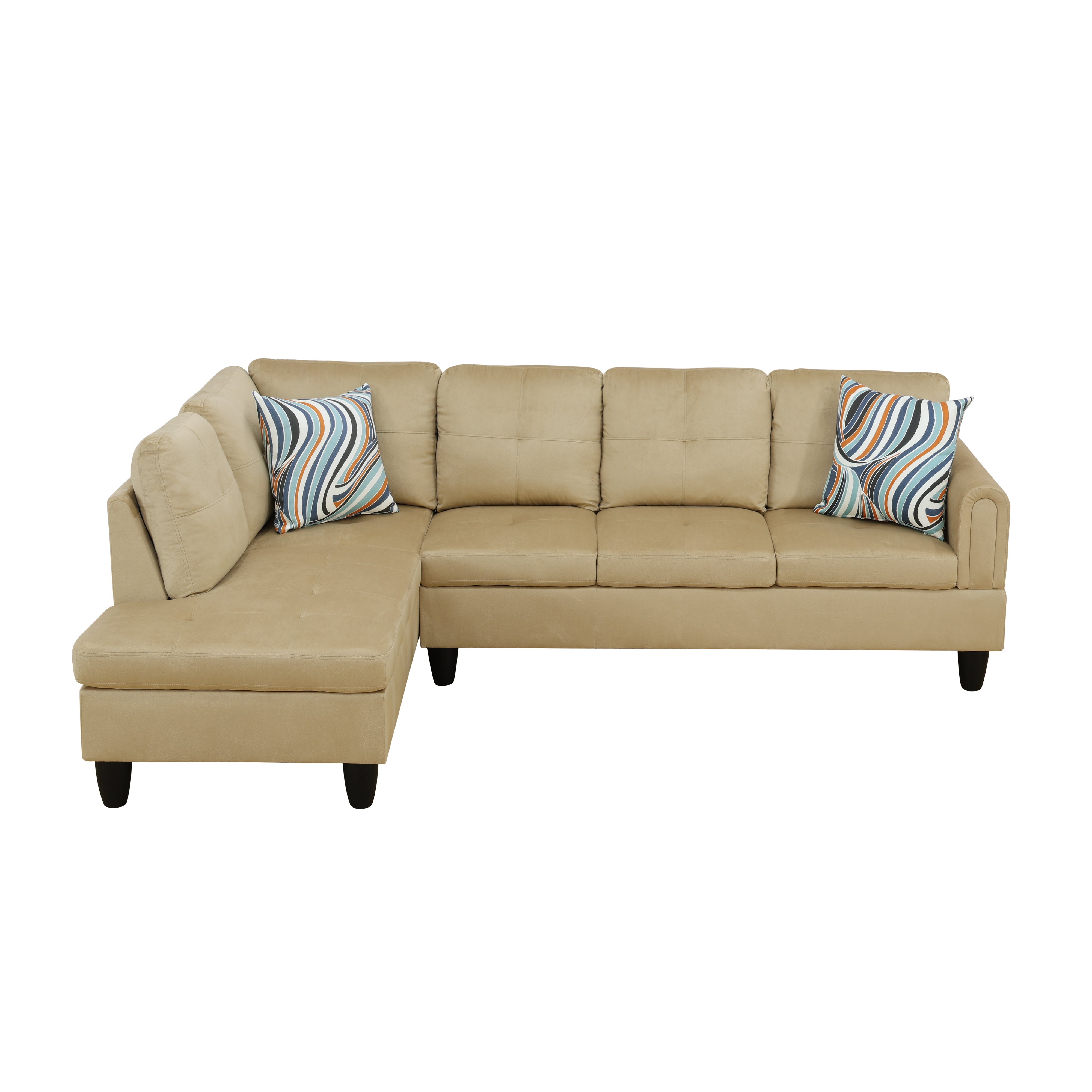 Ainehome L-förmiges Sofa-Set aus beigefarbenem Flanell für das Wohnzimmer