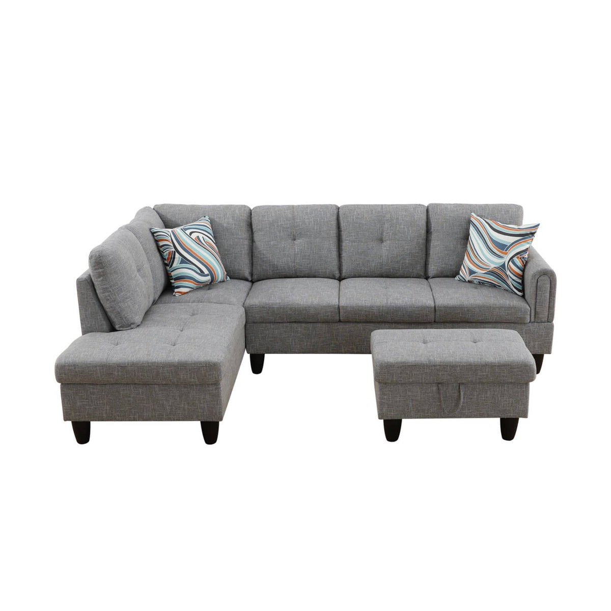 Gray Linen 97-Inch Modular L-Shaped Sectional Sofa - product image 6