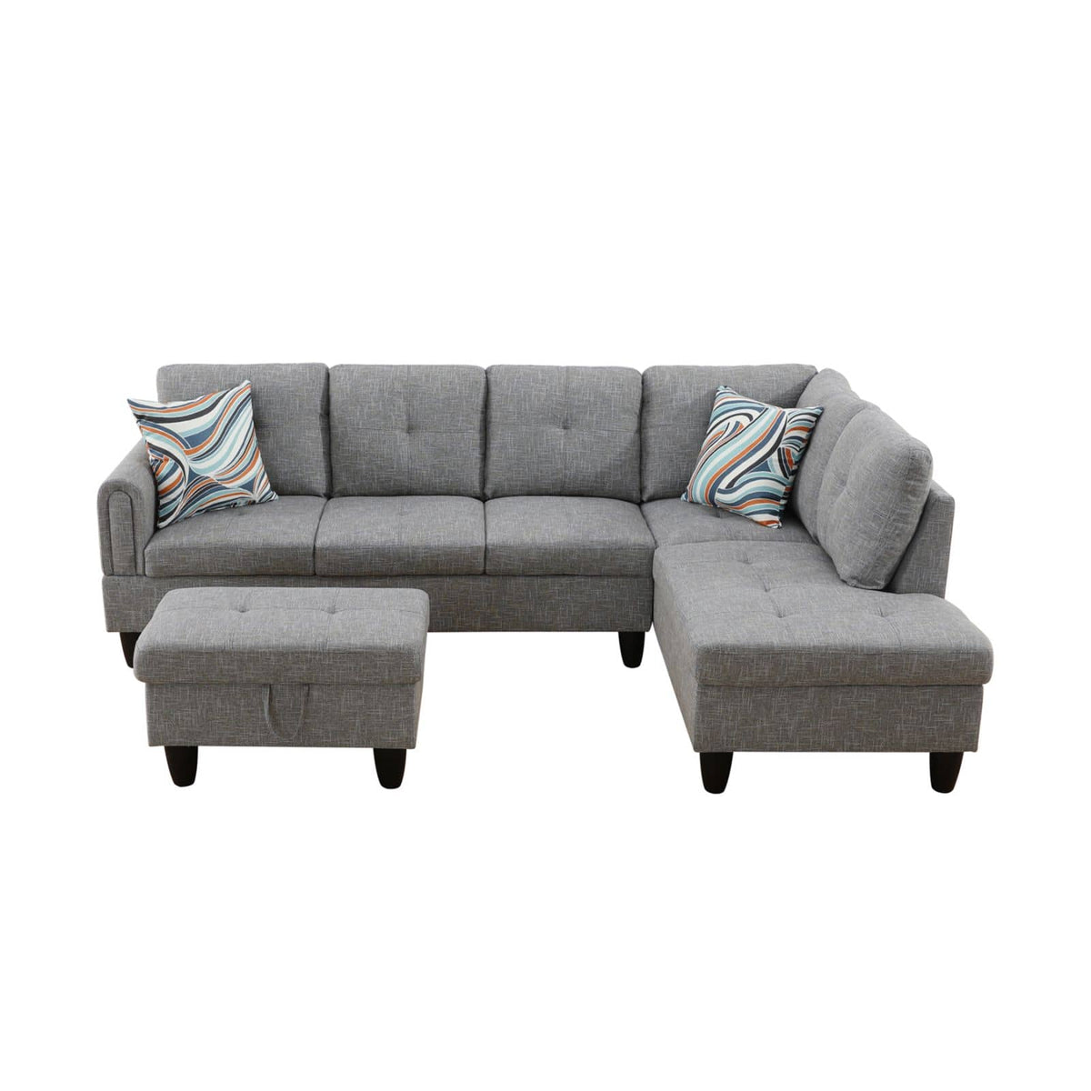 Gray Linen 97-Inch Modular L-Shaped Sectional Sofa - product image 10