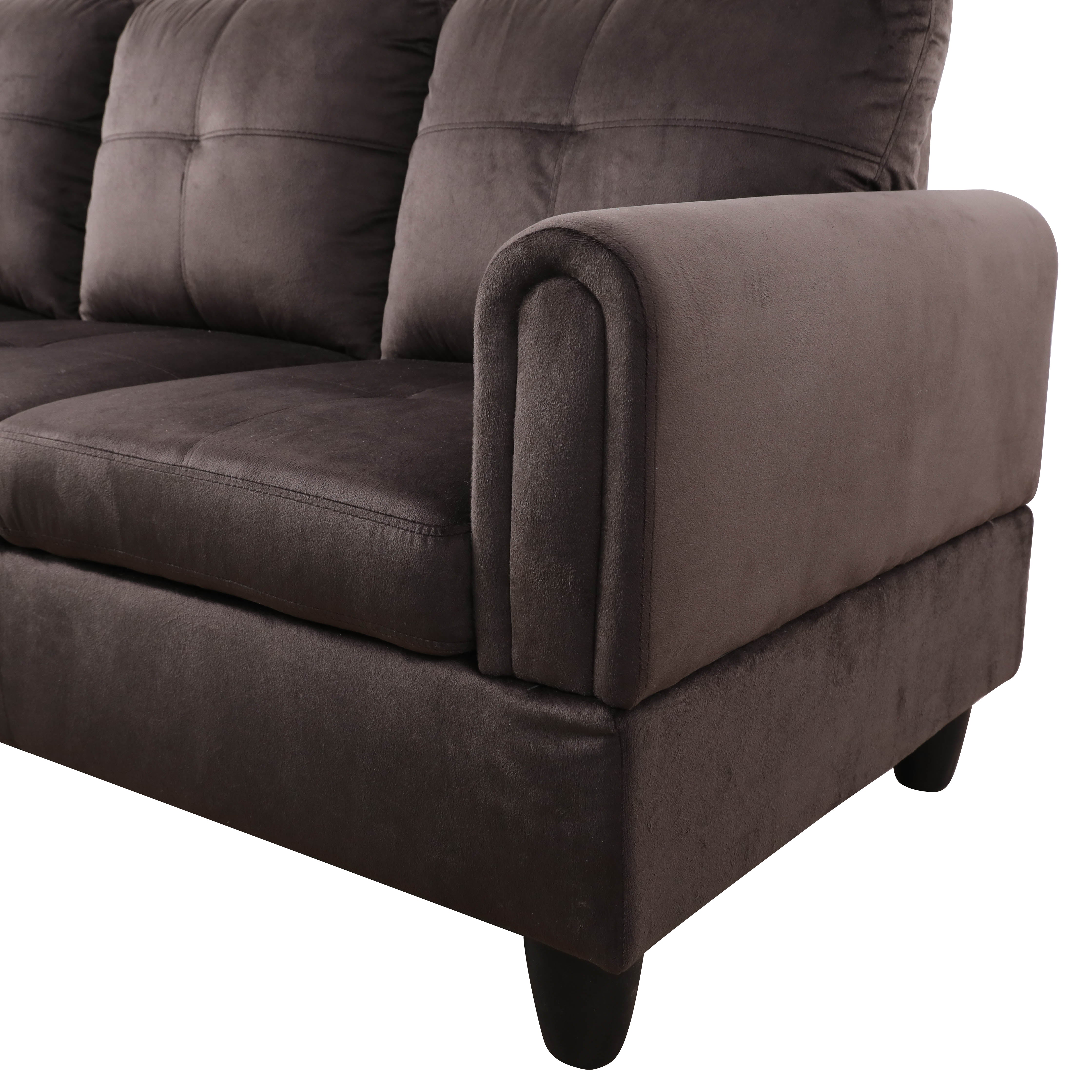 Conjunto de sofá seccional en forma de L de franela marrón oscuro de Ainehome para sala de estar