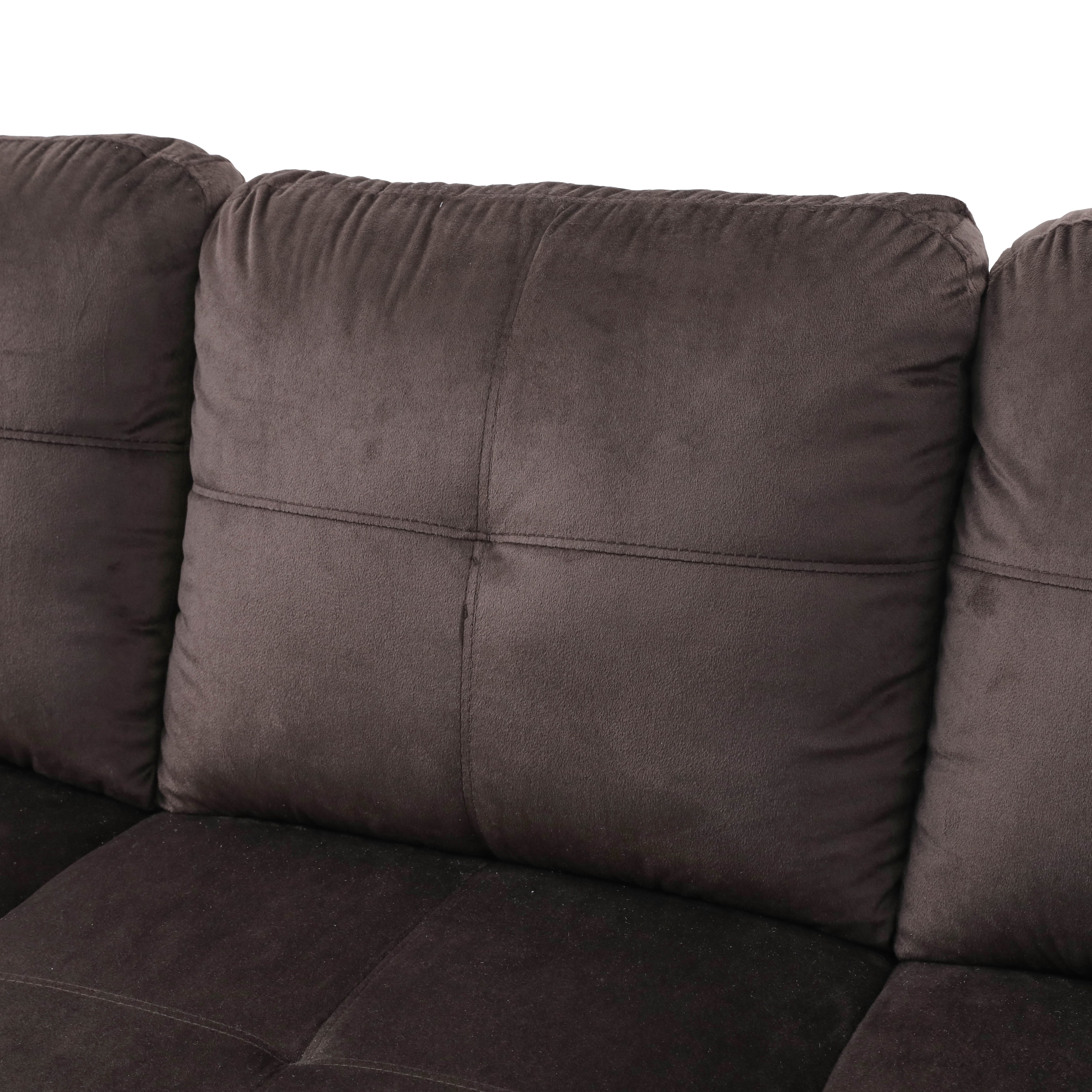 Conjunto de sofá seccional en forma de L de franela marrón oscuro de Ainehome para sala de estar