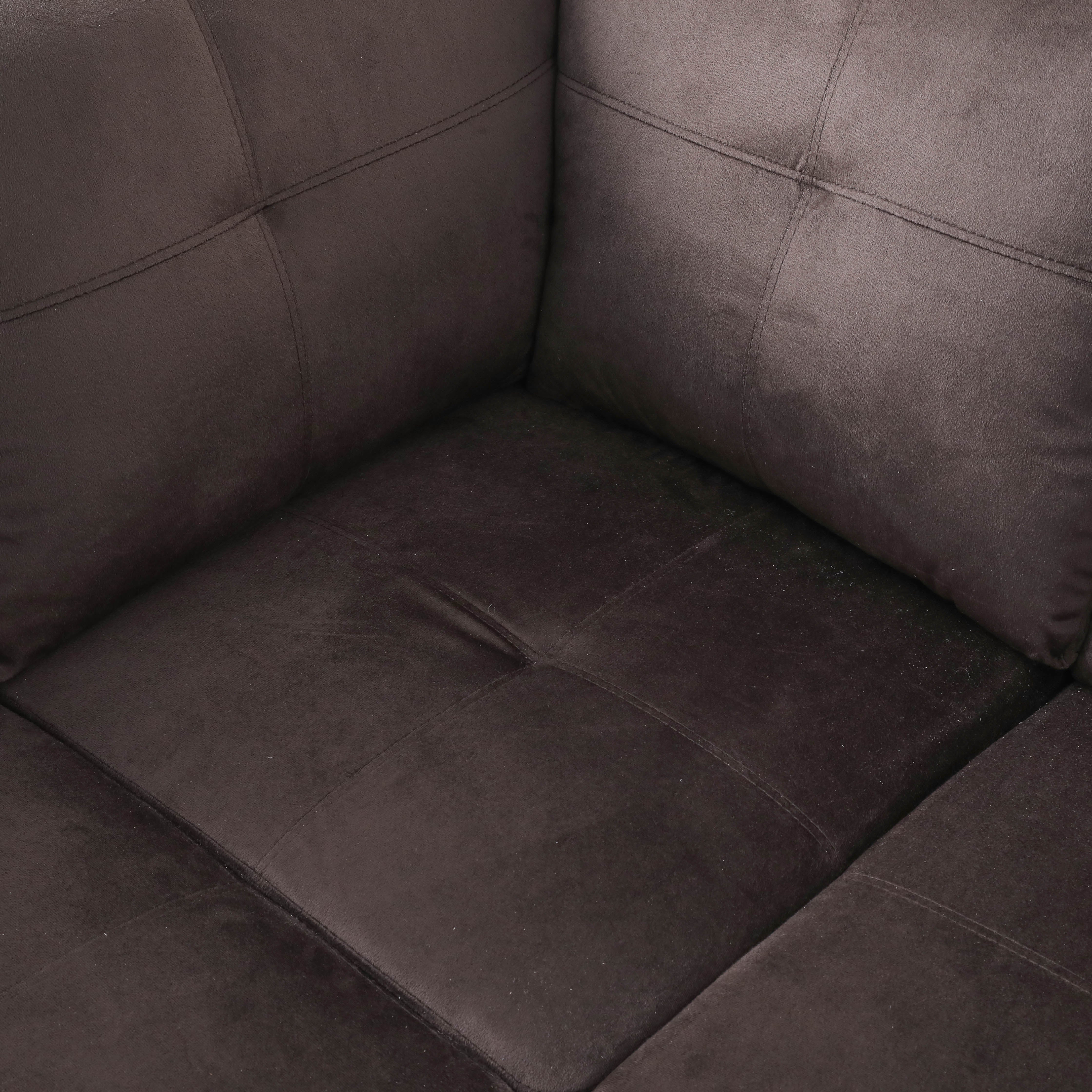 Conjunto de sofá seccional en forma de L de franela marrón oscuro de Ainehome para sala de estar