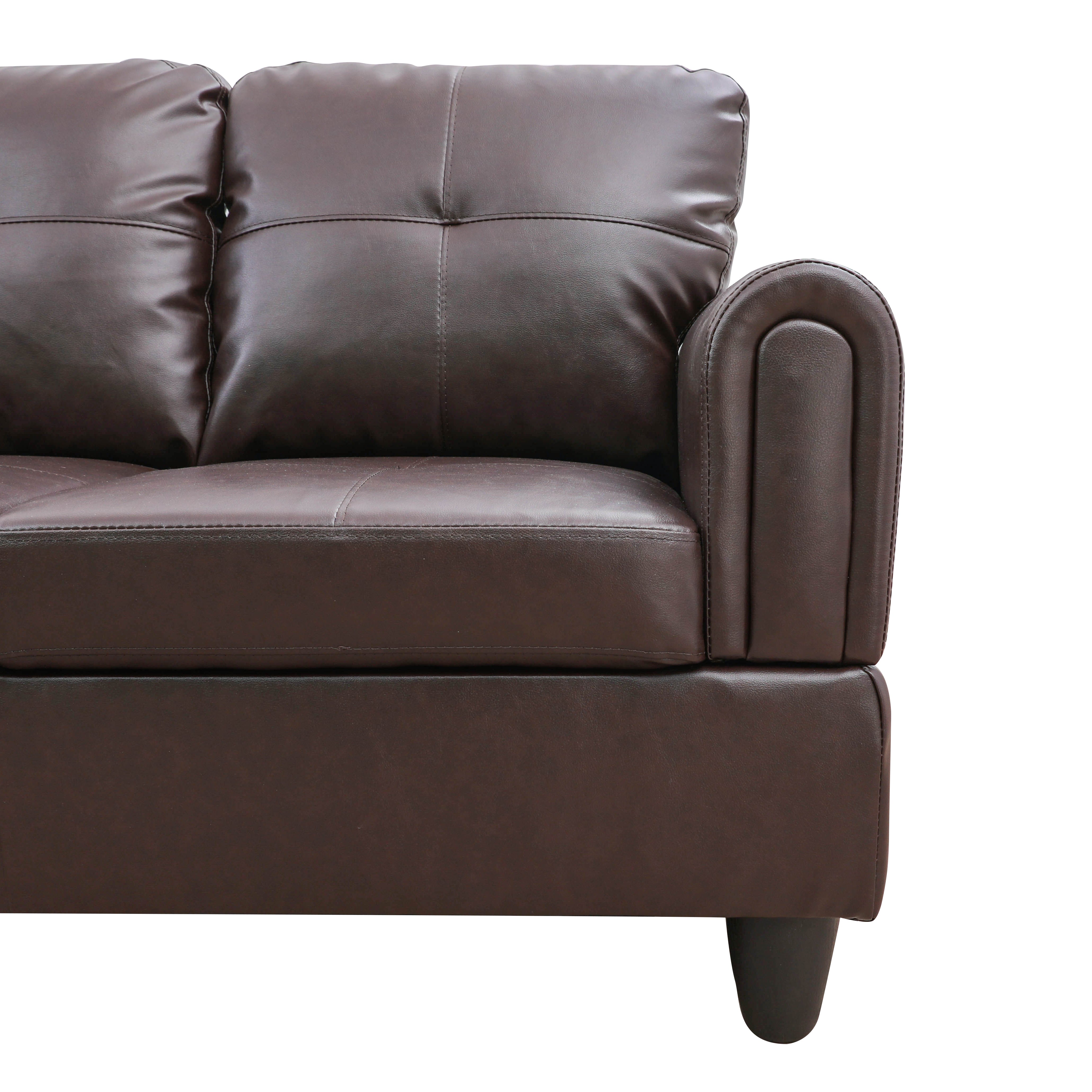 Conjunto de sofá seccional en forma de L de cuero sintético marrón de Ainehome para sala de estar