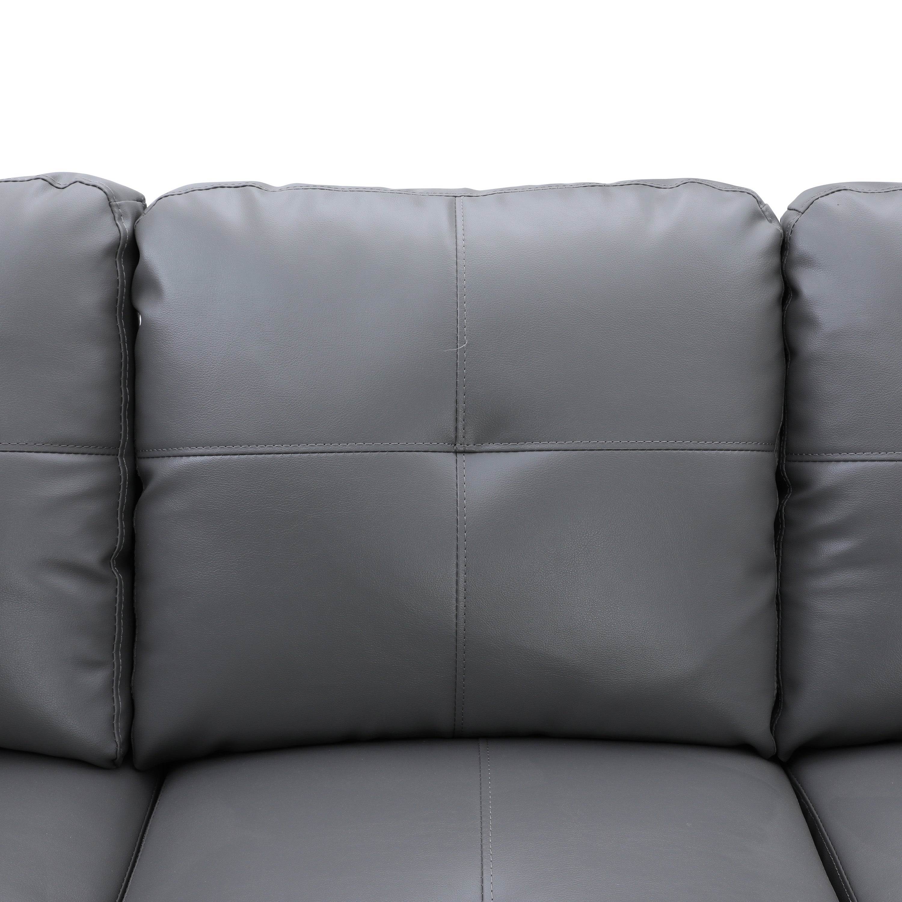 Conjunto de sofá seccional en forma de L de cuero sintético gris oscuro de Ainehome para sala de estar