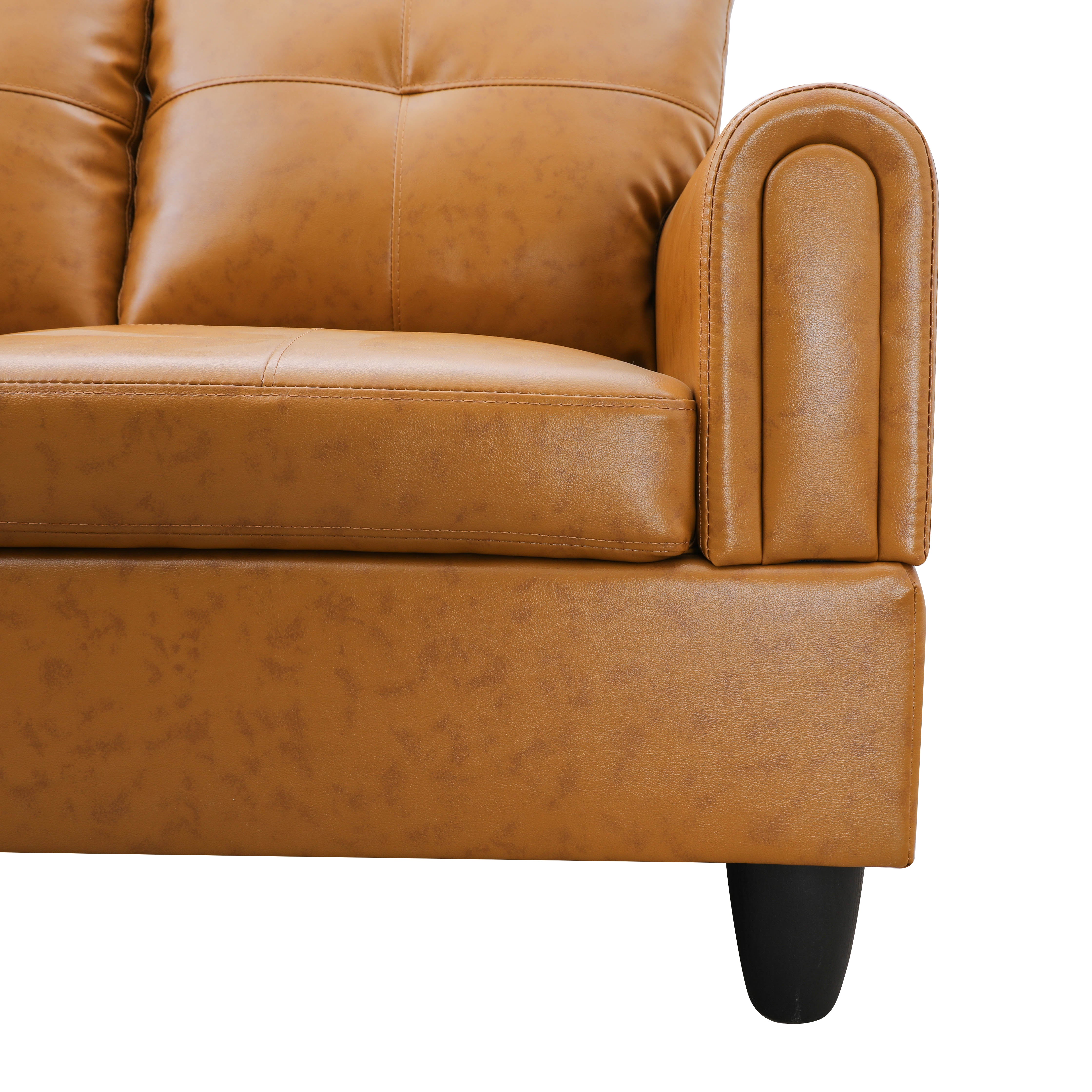 Conjunto de sofá seccional en forma de L de cuero sintético Ginger de Ainehome para sala de estar