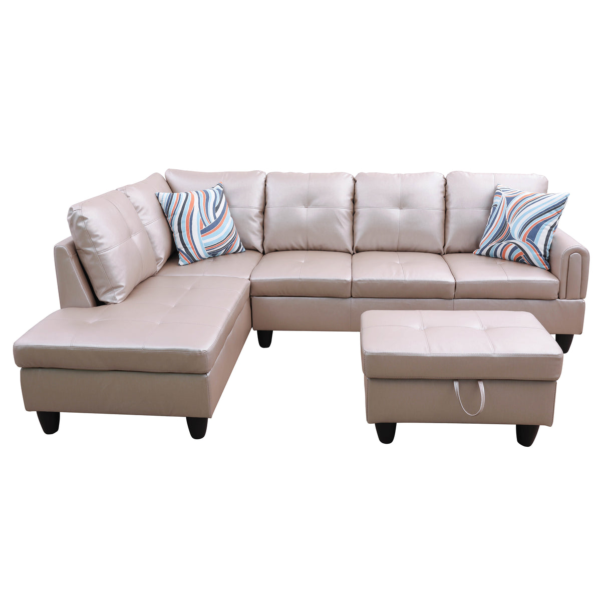 Ainehome L-förmiges Sofaset für das Wohnzimmer in Latte aus Kunstleder