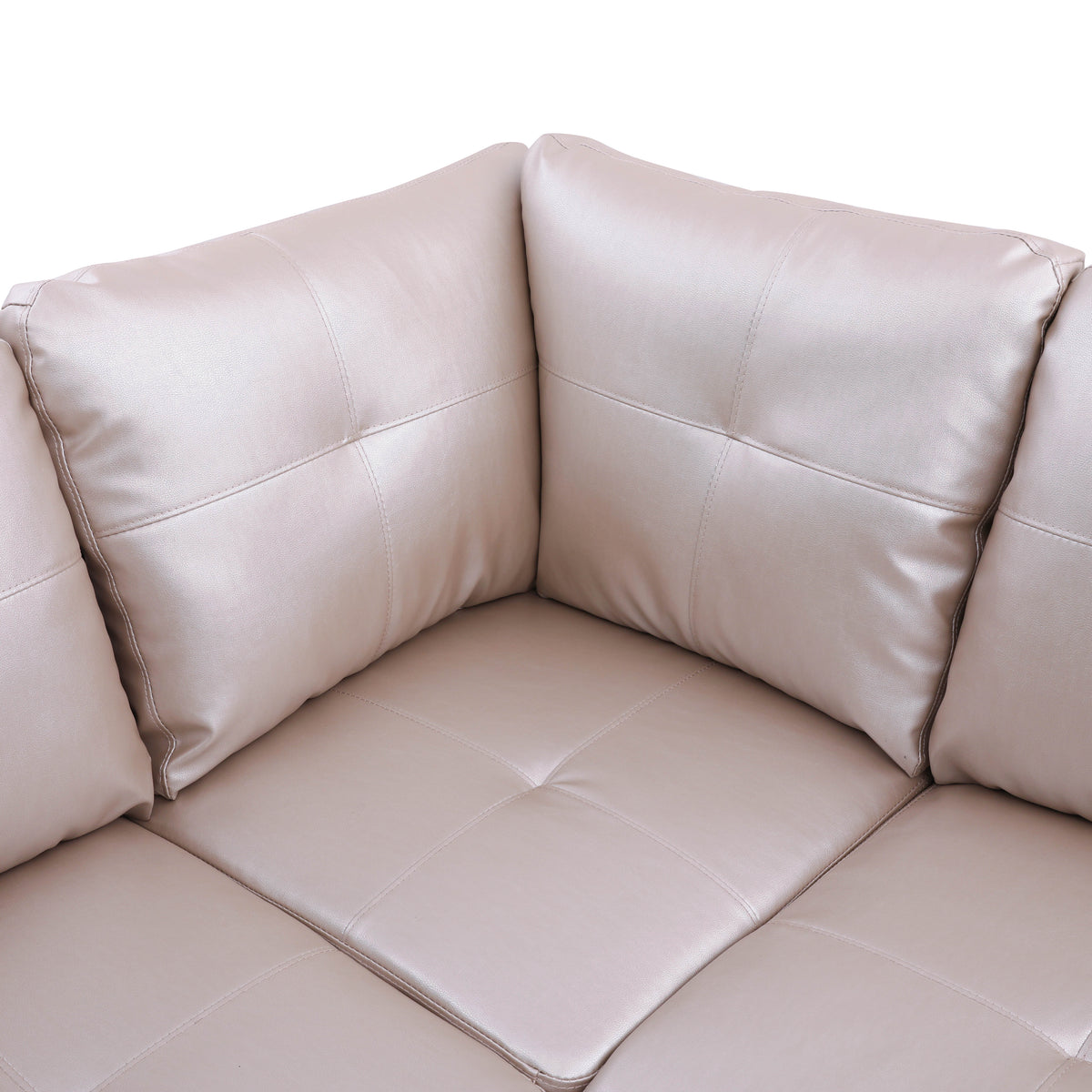 Ainehome L-förmiges Sofaset für das Wohnzimmer in Latte aus Kunstleder