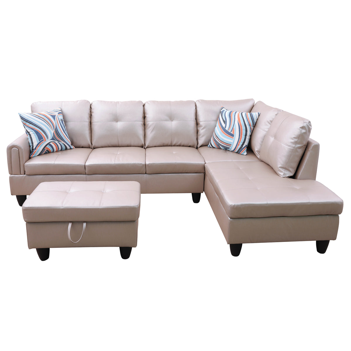 Ainehome L-förmiges Sofaset für das Wohnzimmer in Latte aus Kunstleder