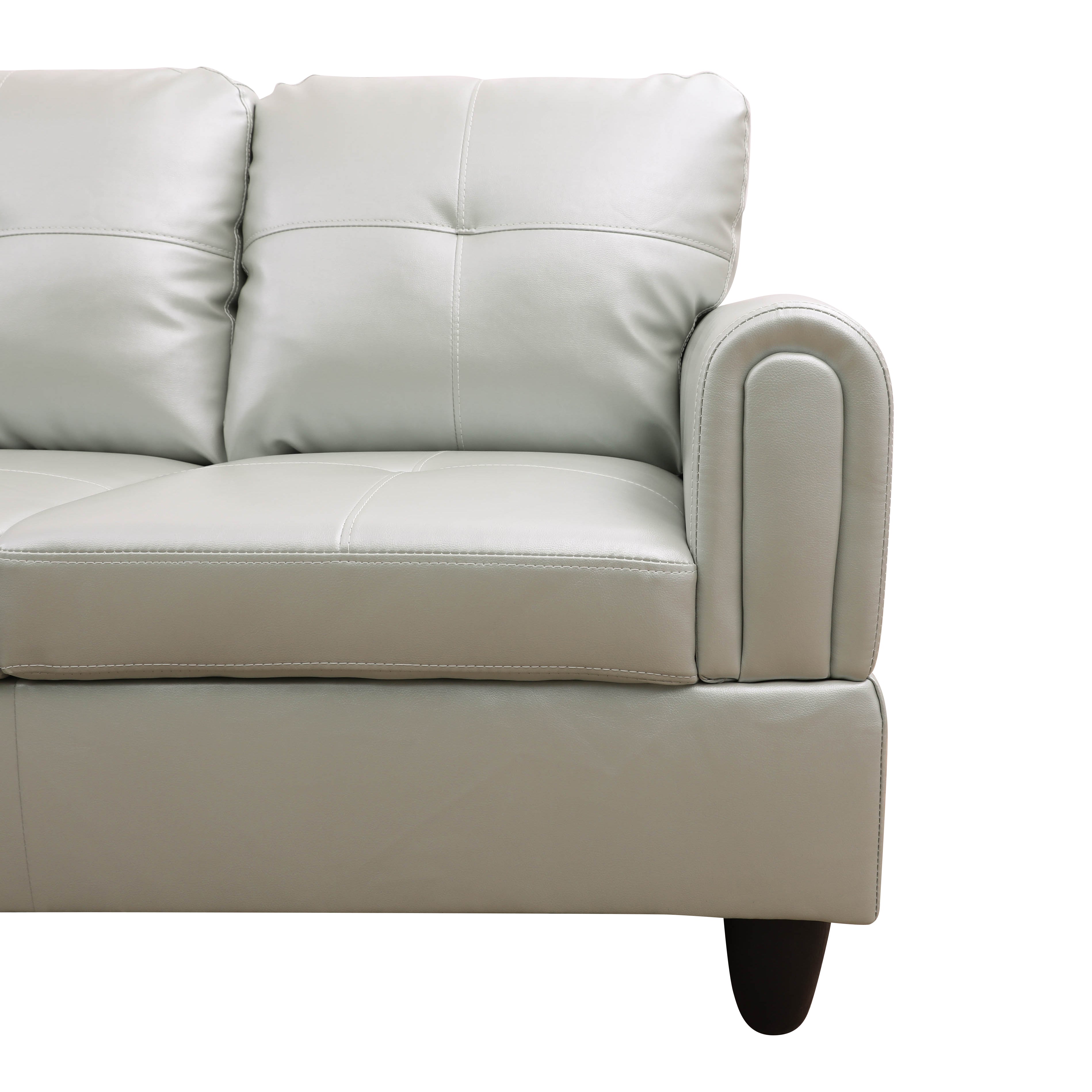 Conjunto de sofá seccional en forma de L de cuero sintético verde plateado de Ainehome para sala de estar