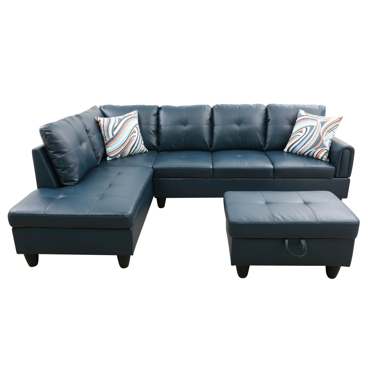 Ainehome Wohnzimmer-Sofagarnitur aus Denim-Kunstleder