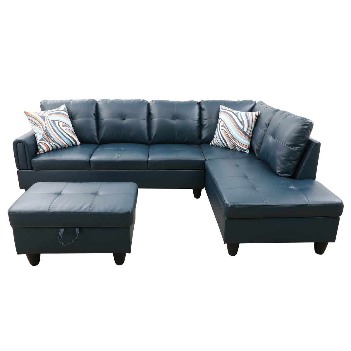 Ainehome Wohnzimmer-Sofagarnitur aus Denim-Kunstleder