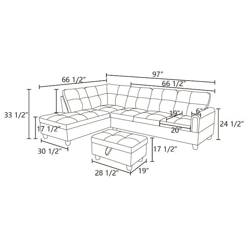 Aainehome L-shape Sofa Set
