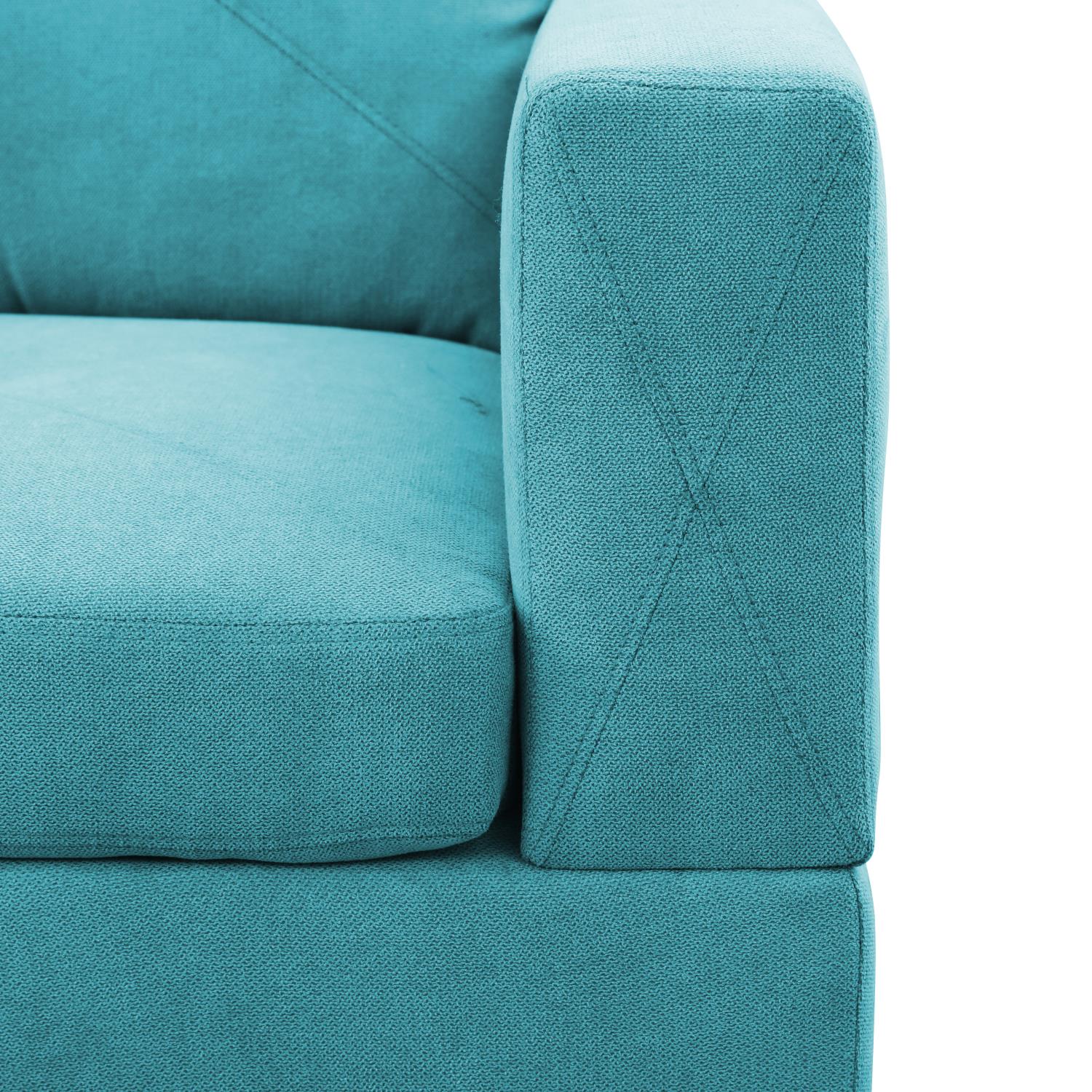 Ainehome Sky Blue Flannel L-Shaped Living Room Sectional Sofa Set